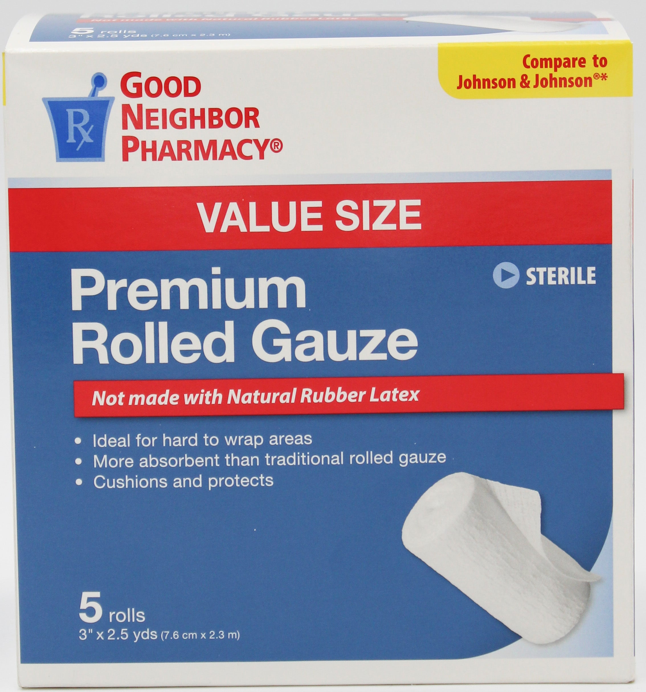 GOOD NEIGHBOR PHARMACY PREMIUM ROLLED GAUZE 3"X 90" 5ct NI