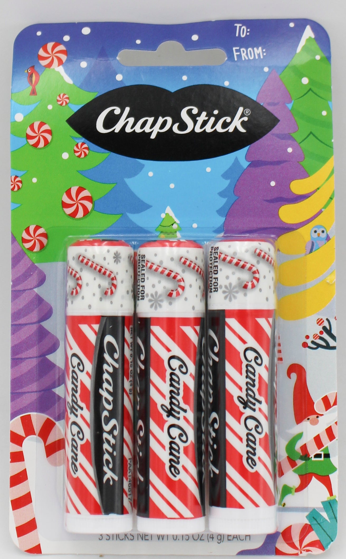 CHAPSTICK HOLIDAY CANDY CANE LIP BALM 3ct 0.45oz EXP 7/31/2026