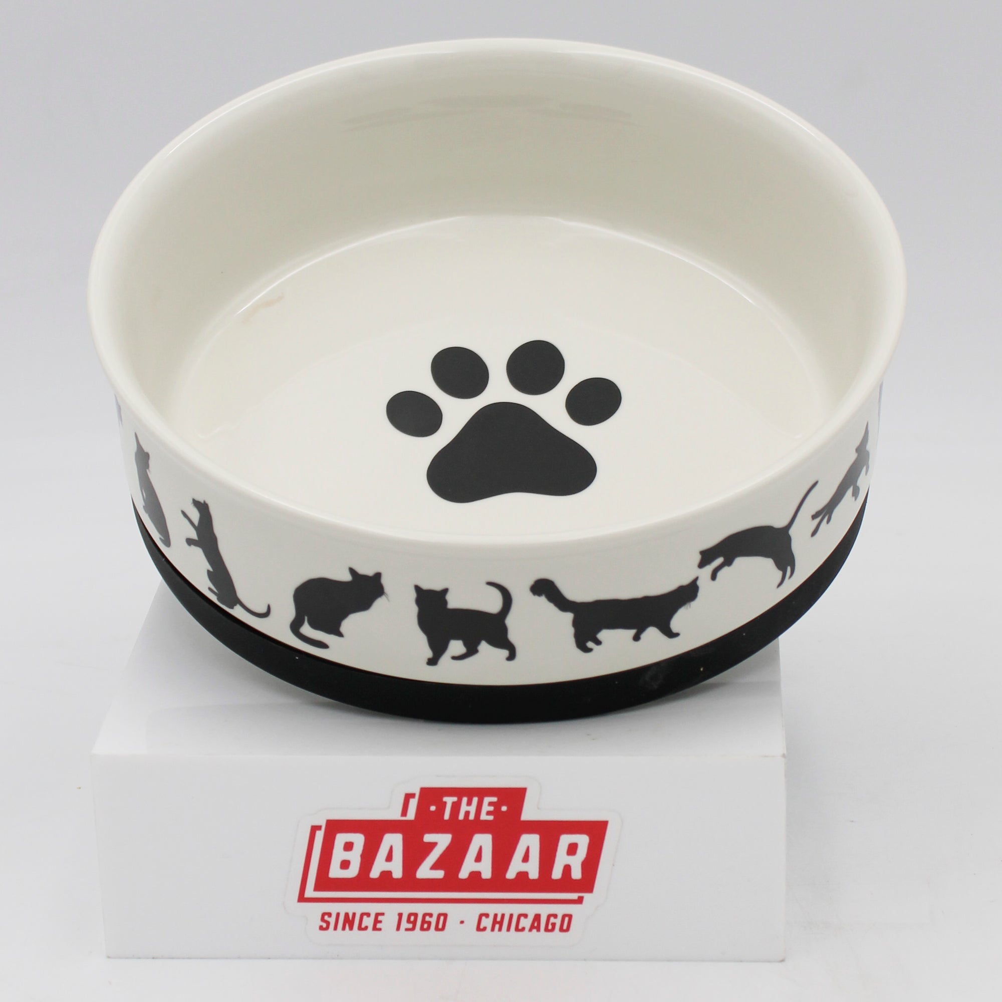 CERAMIC PET BOWL - CATS MEOW - LARGE 7.5Dx2.4H
