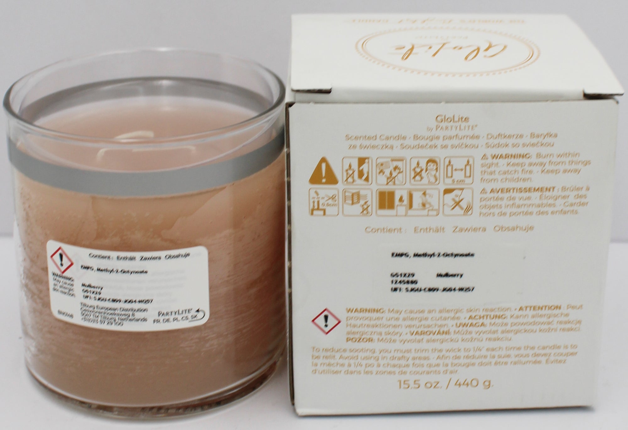 PARTYLITE GLO MULBERRY SCENTED JAR CANDLE 15.5oz