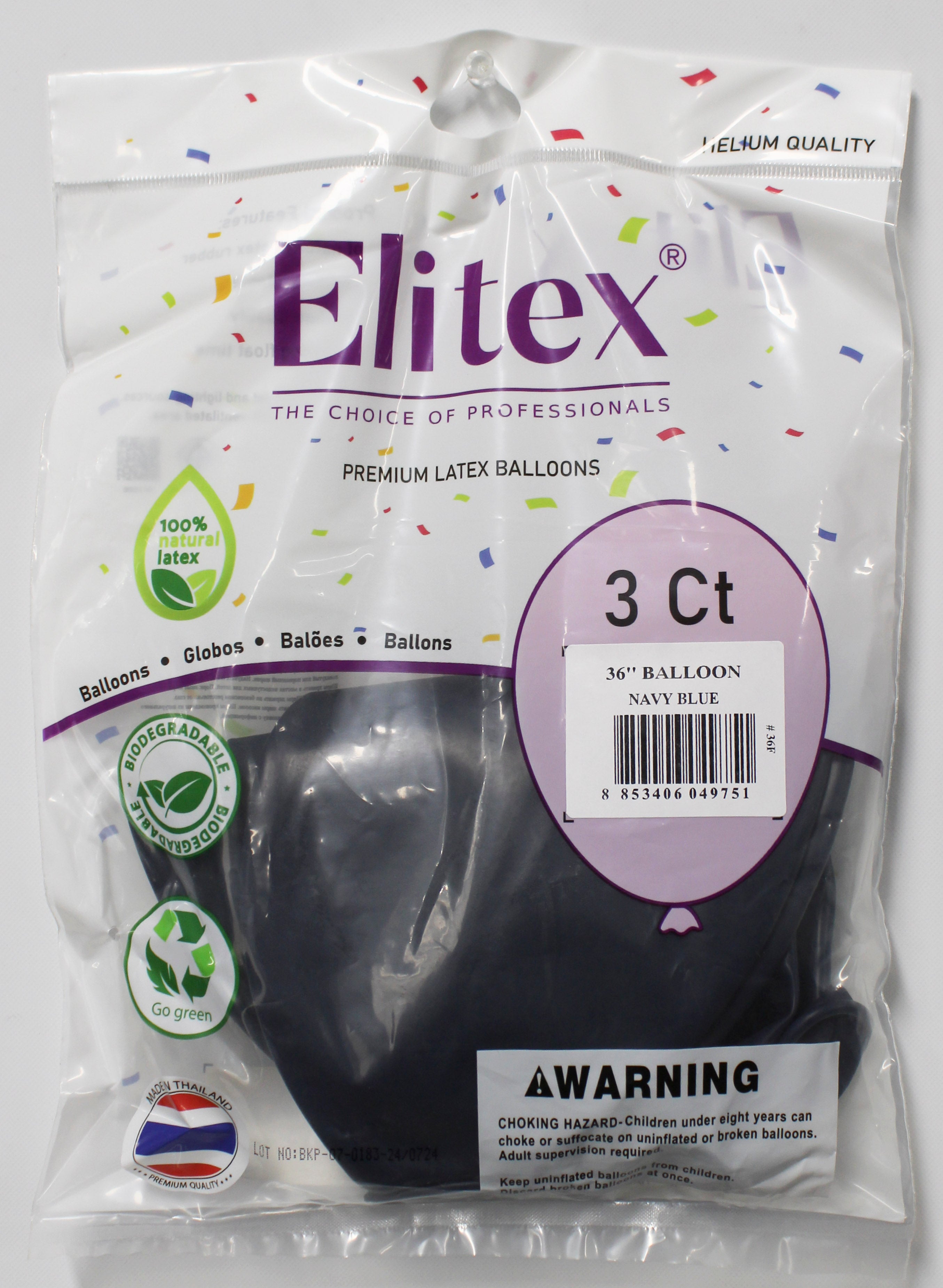 ELITEX 36" NAVY BLUE ROUND BALLOON, 3 PACK