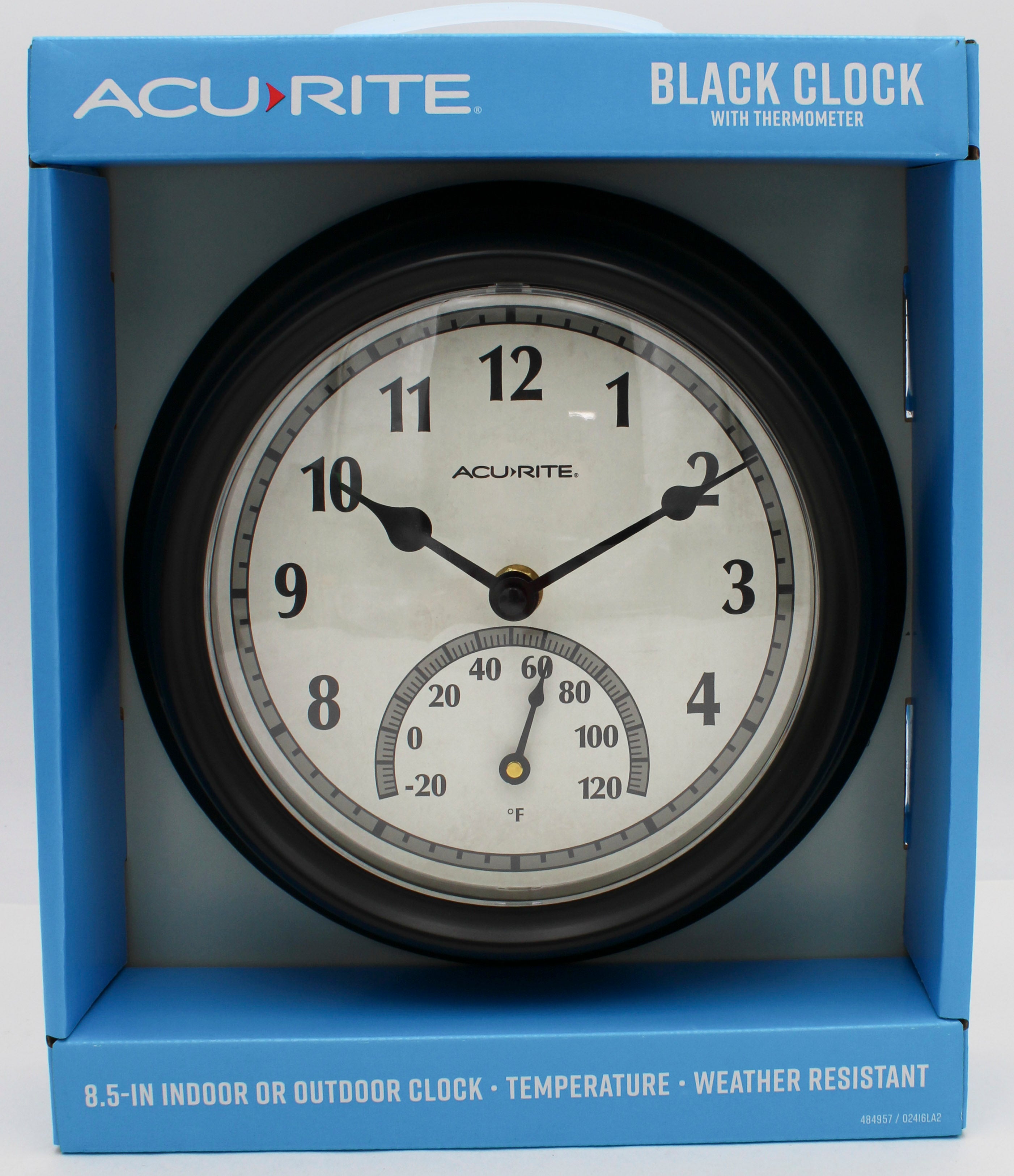 ACU-RITE CLOCK/THERMOMETER 8.5in BASIC BLACK NI