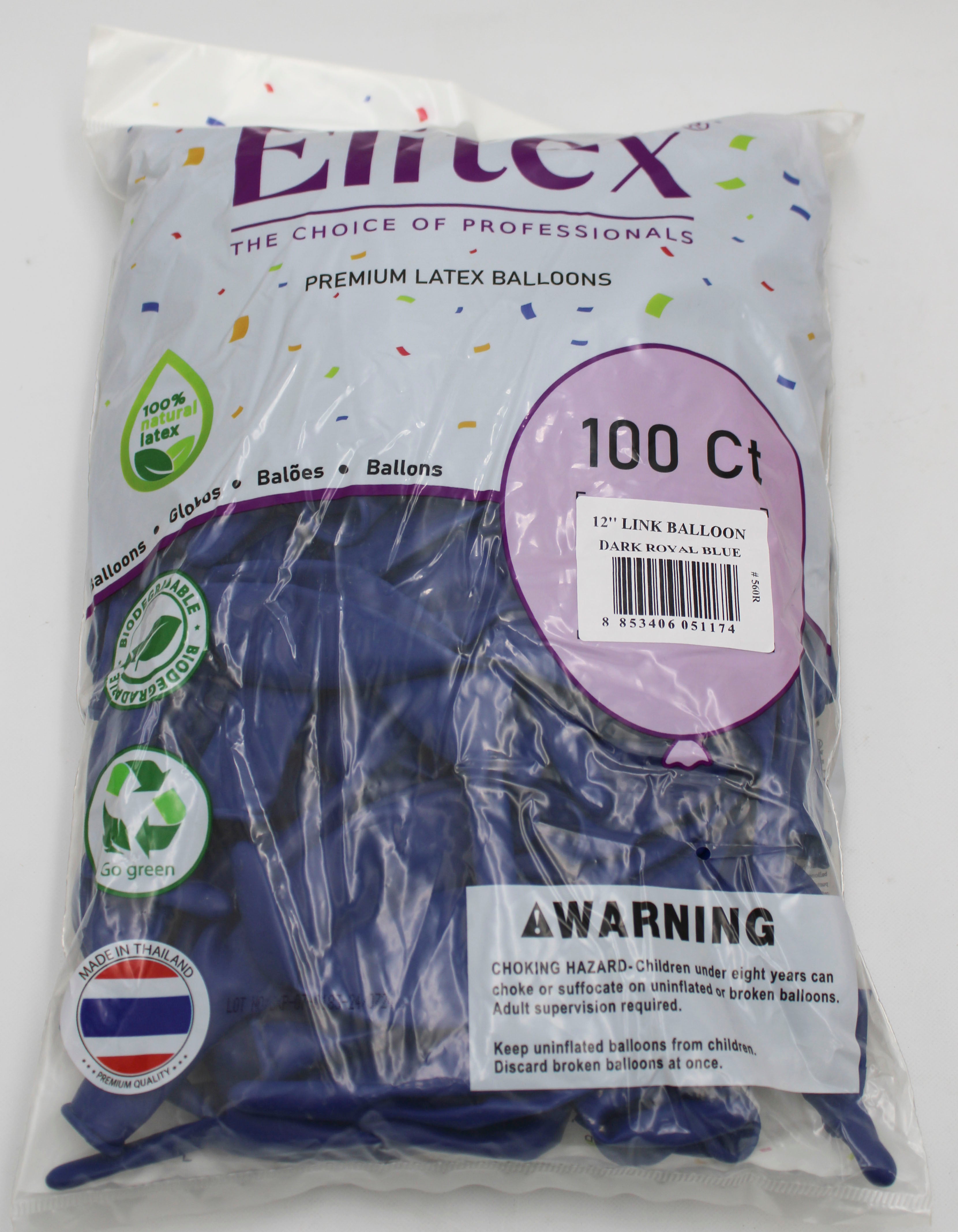 ELITEX 12" DARK ROYAL BLUE LINK BALLOON, 100 PACK