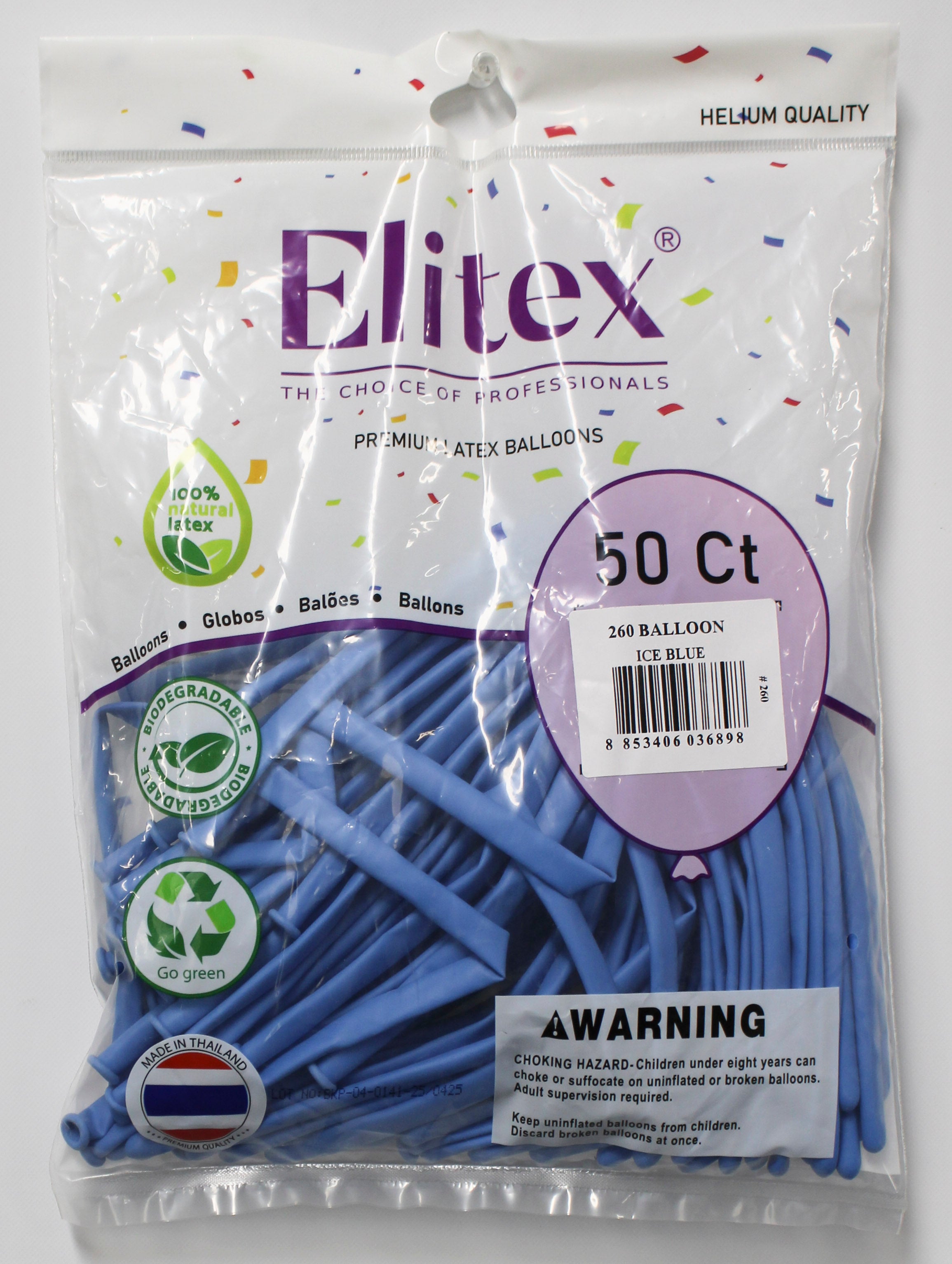 ELITEX 260" ICE BLUE MODELLING BALLOON, 50 PACK