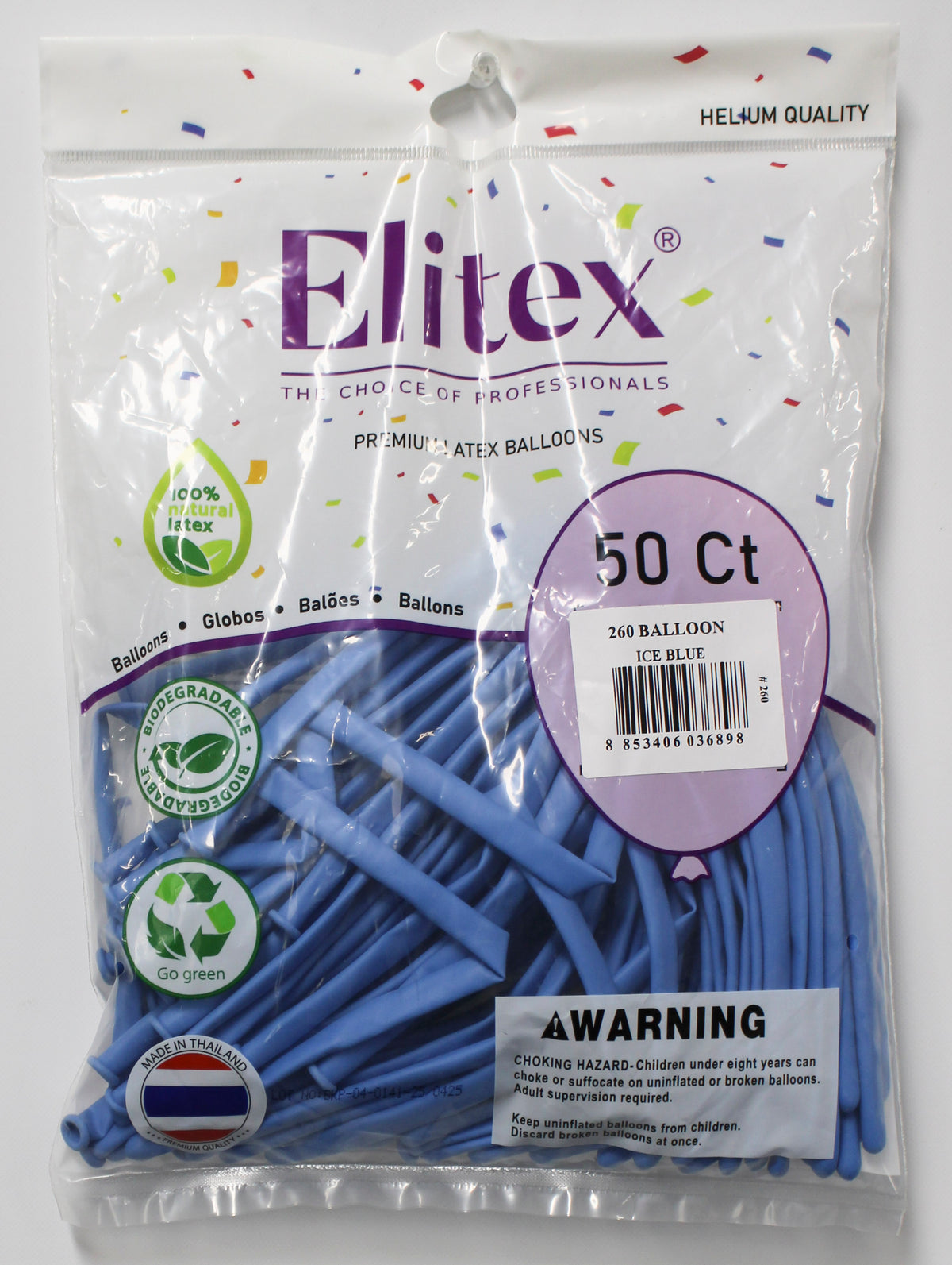 ELITEX 260" ICE BLUE MODELLING BALLOON, 50 PACK