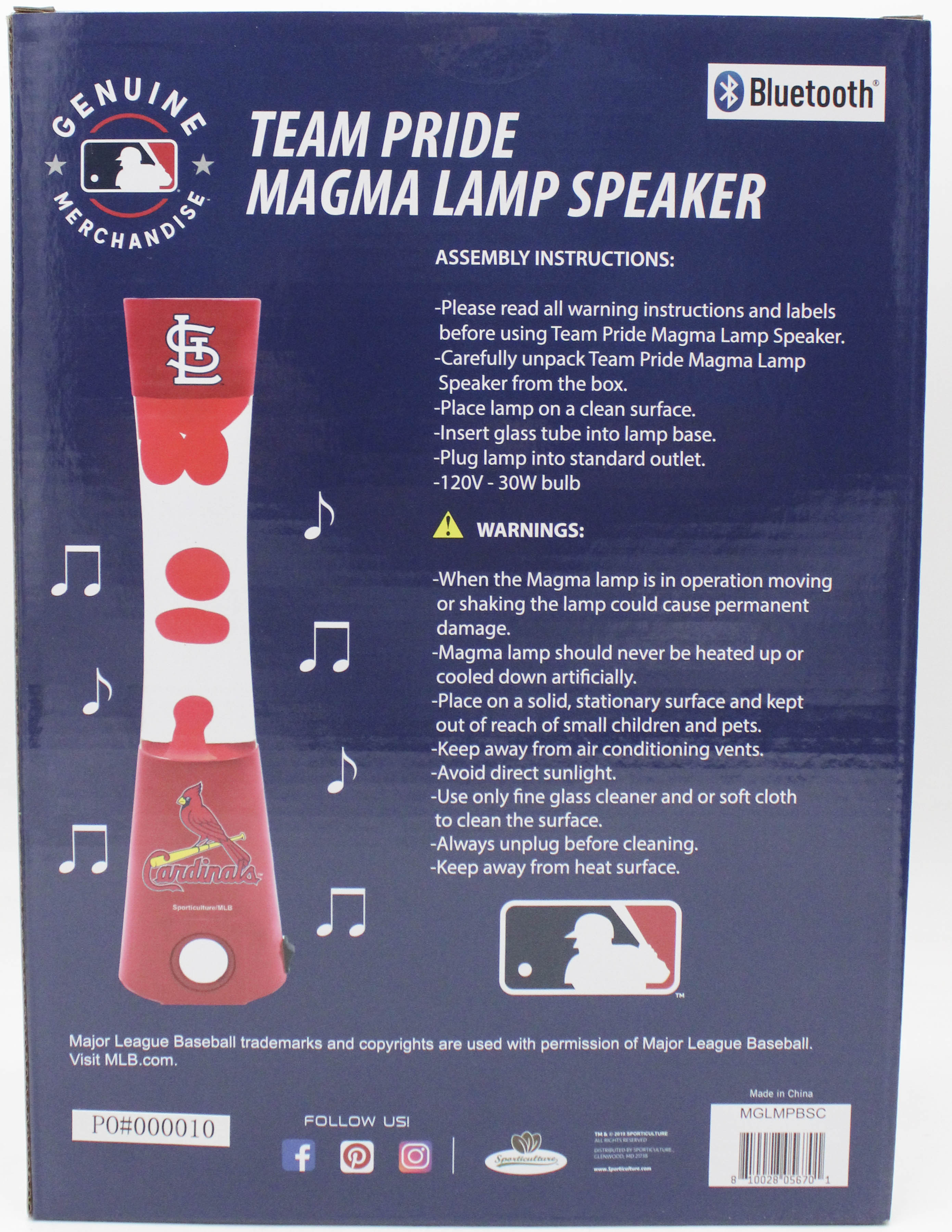 MLB ST. LOUIS CARDINALS LAVA LAMP SPEAKER 16.5"