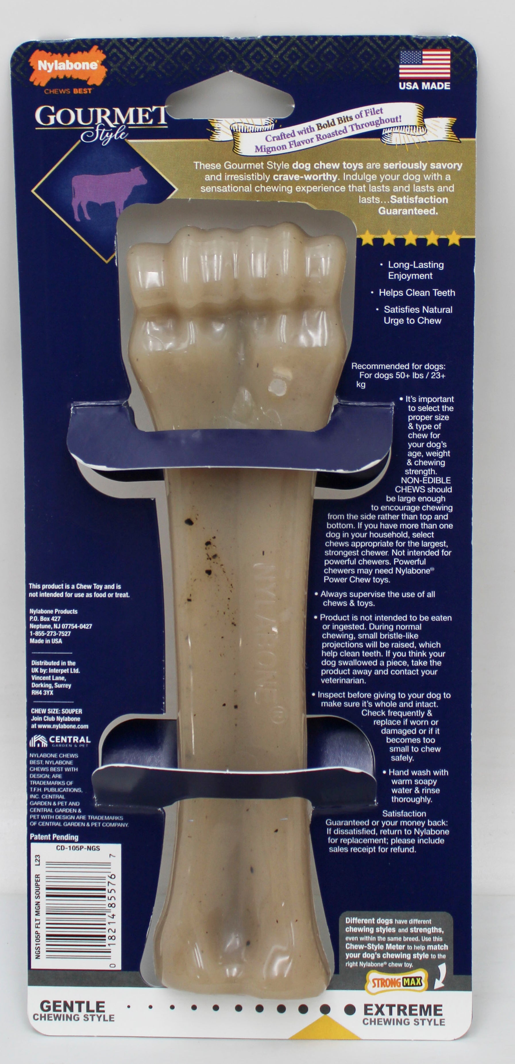 NYLABONE GOURMET STYLE STRONG CHEW BONE, FILET MIGNON SZ SOUPER