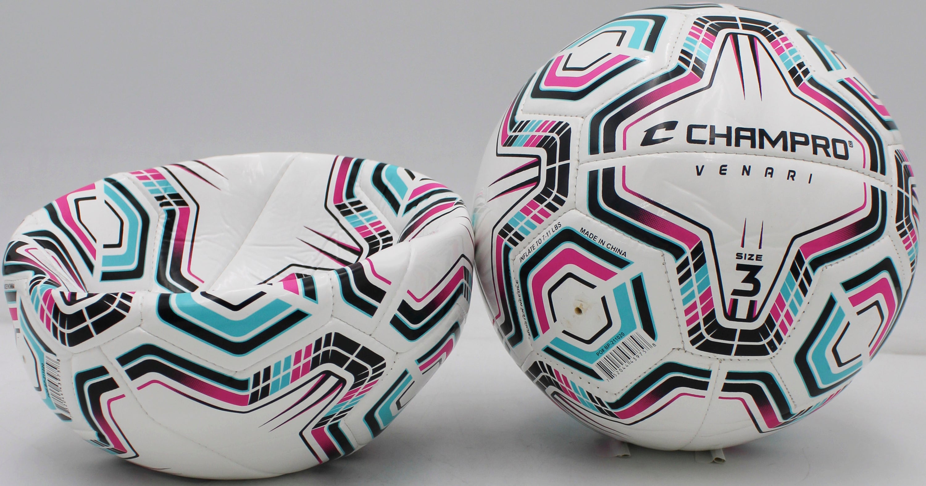 VENARI 20 Panel Soccer Ball #3 BLACK TEAL PINK