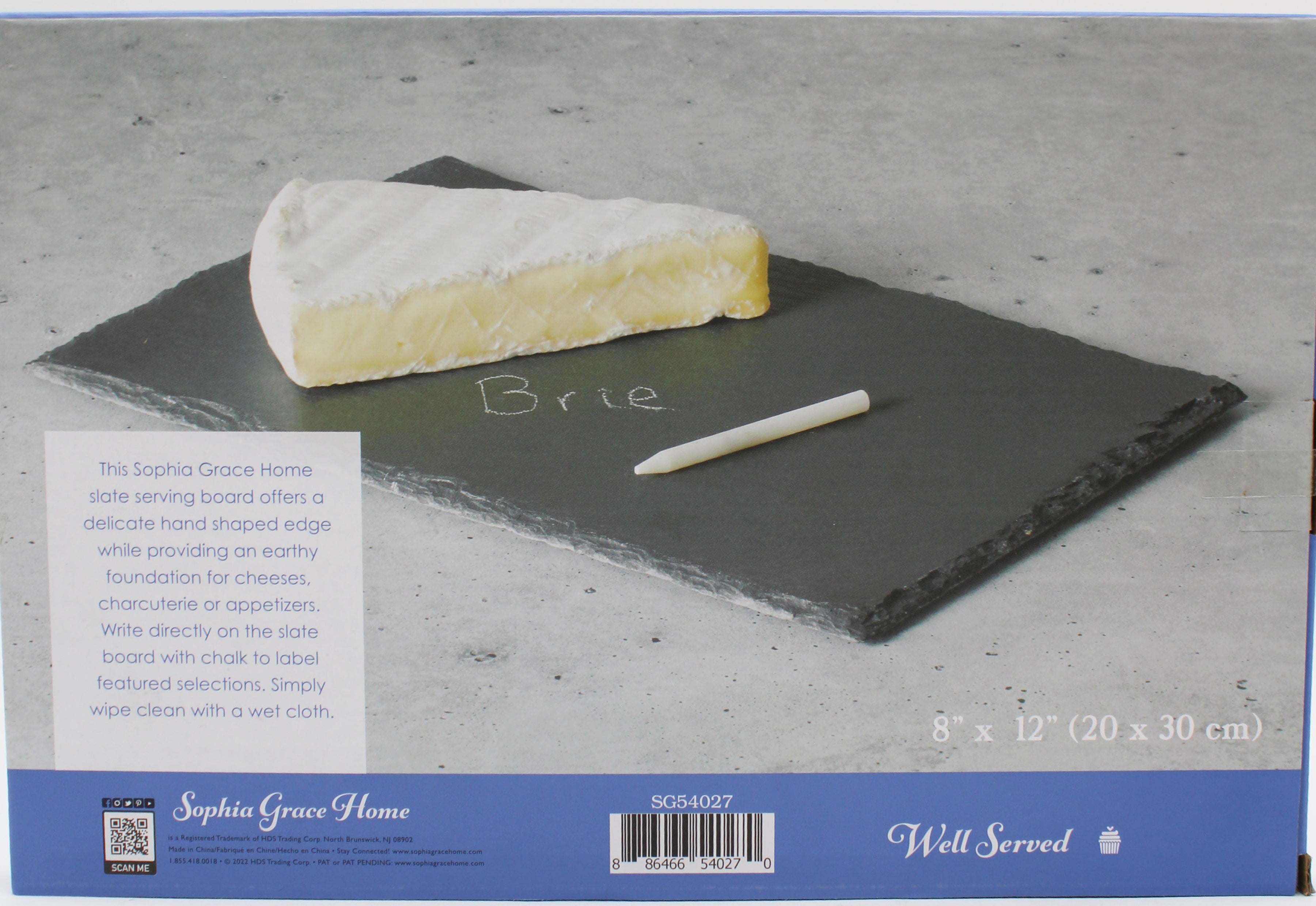 SLATE CUTTING BOARD DARK GRAY 8x12