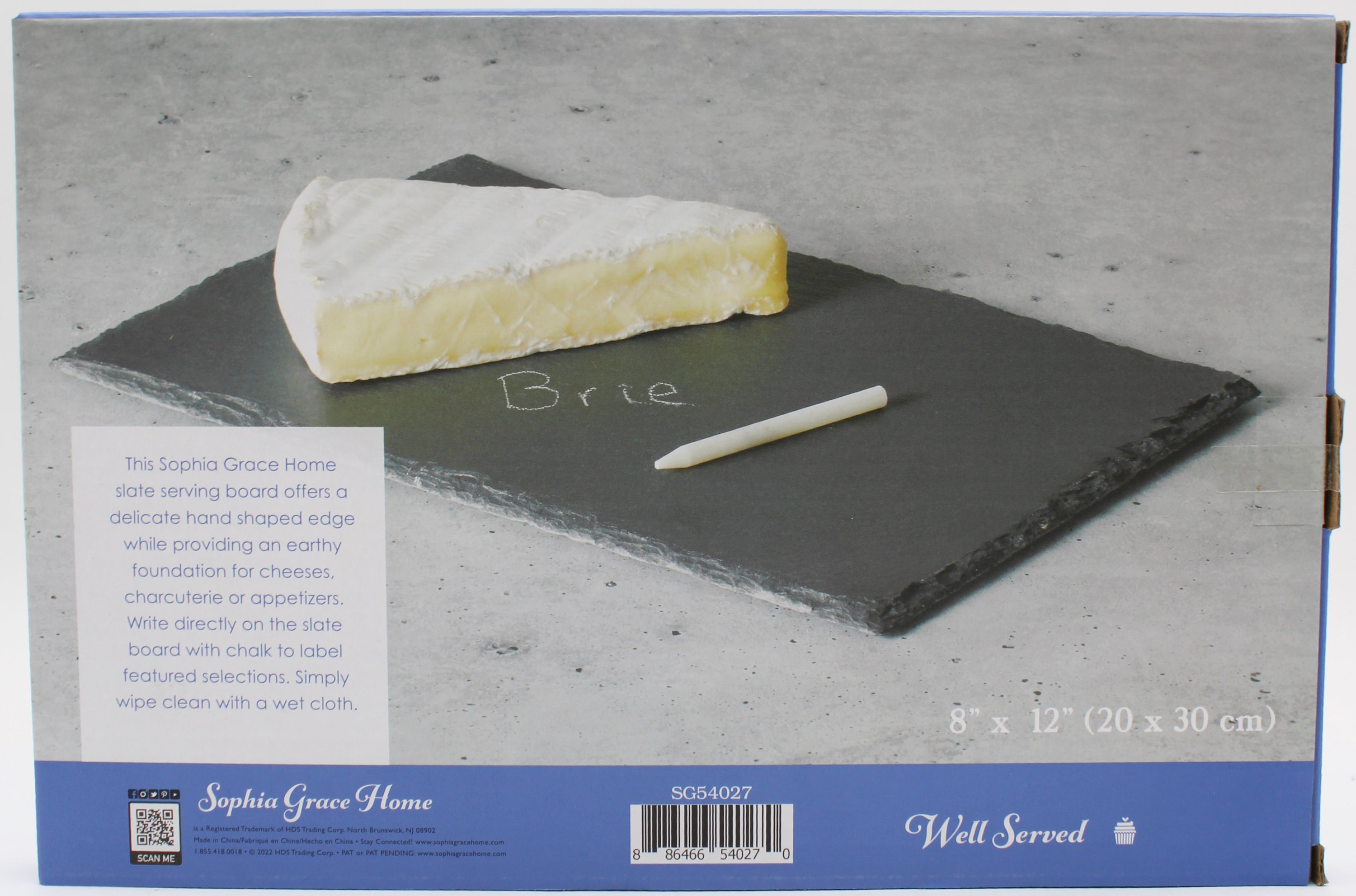 SLATE CUTTING BOARD DARK GRAY 8x12