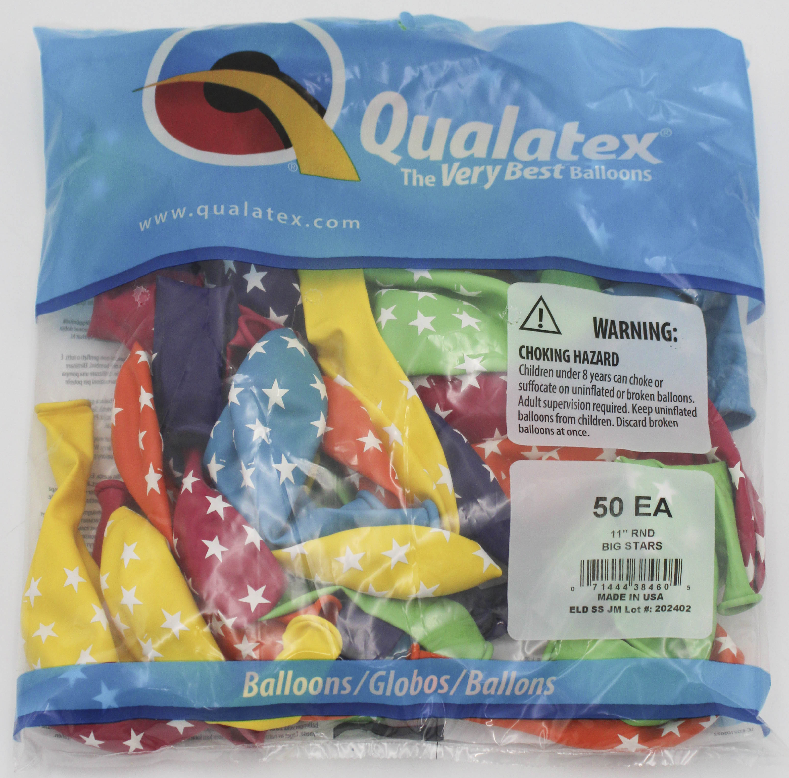 11" ROUND QX LATEX BALLOON TROPCAL 50CT BIG STARS