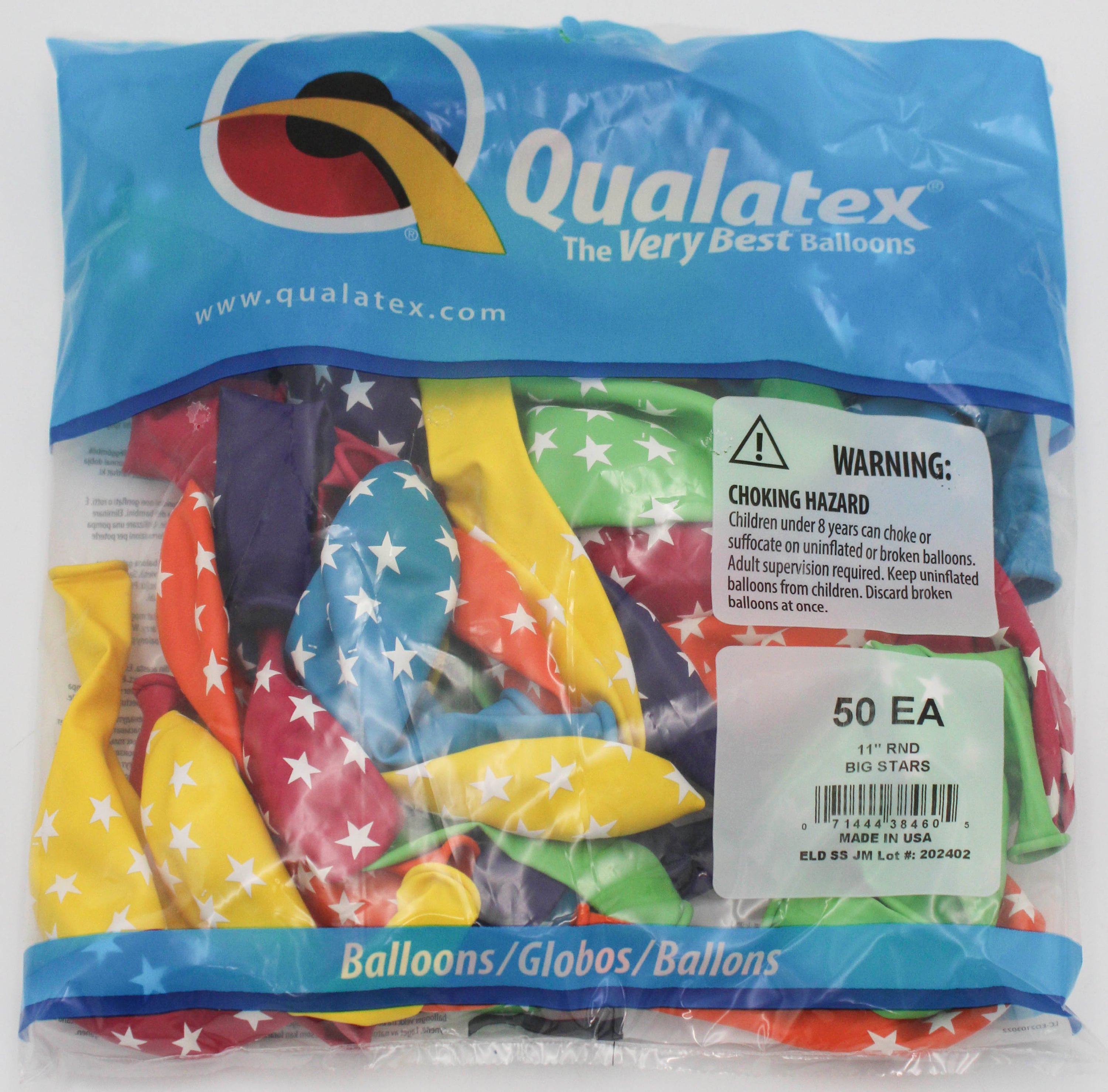 11" ROUND QX LATEX BALLOON TROPCAL 50CT BIG STARS