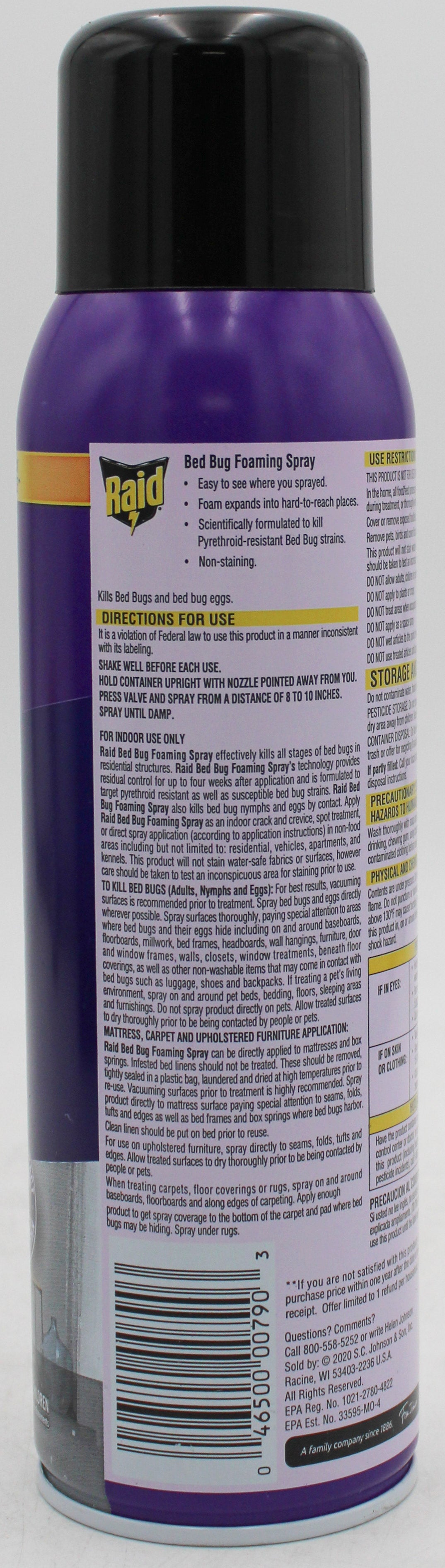 SP RAID BED BUG FOAMING SPRAY 16.5oz