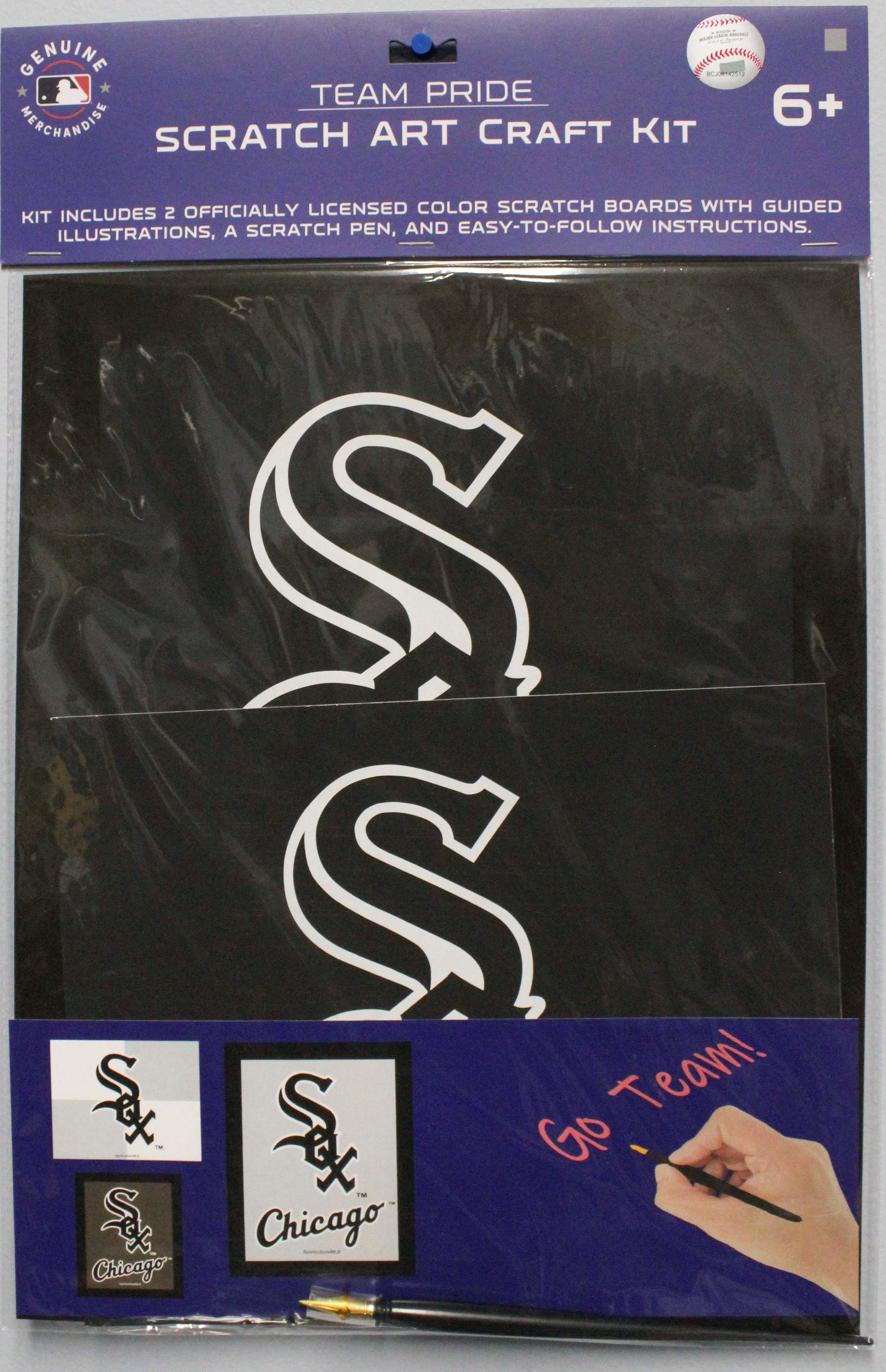 OFFICIALLY LICENSED CHICAGO WHITE SOX SCRATCH ART CRAFT KIT