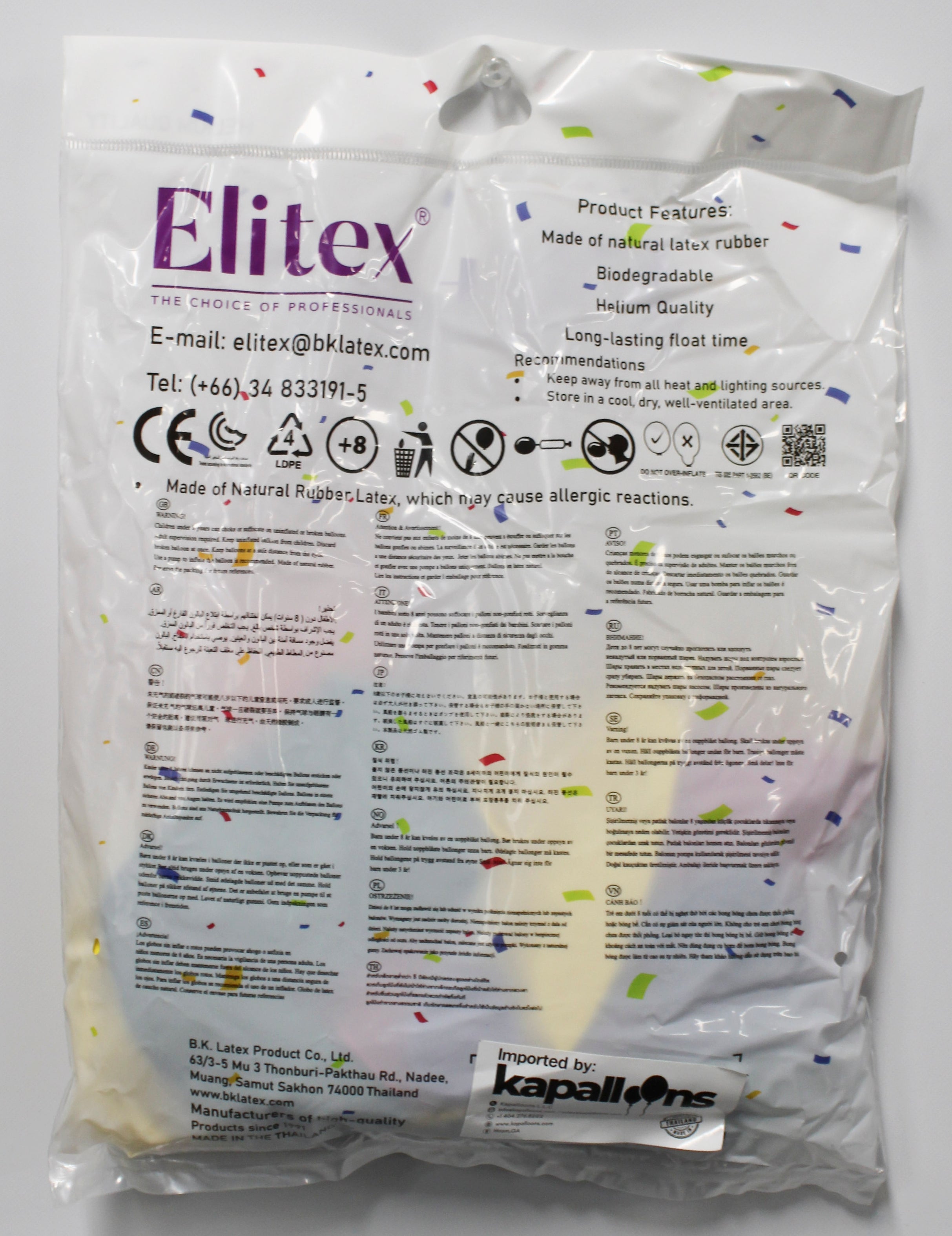 ELITEX "18" ASSORTED ROUND BALLOON, 10 PACK