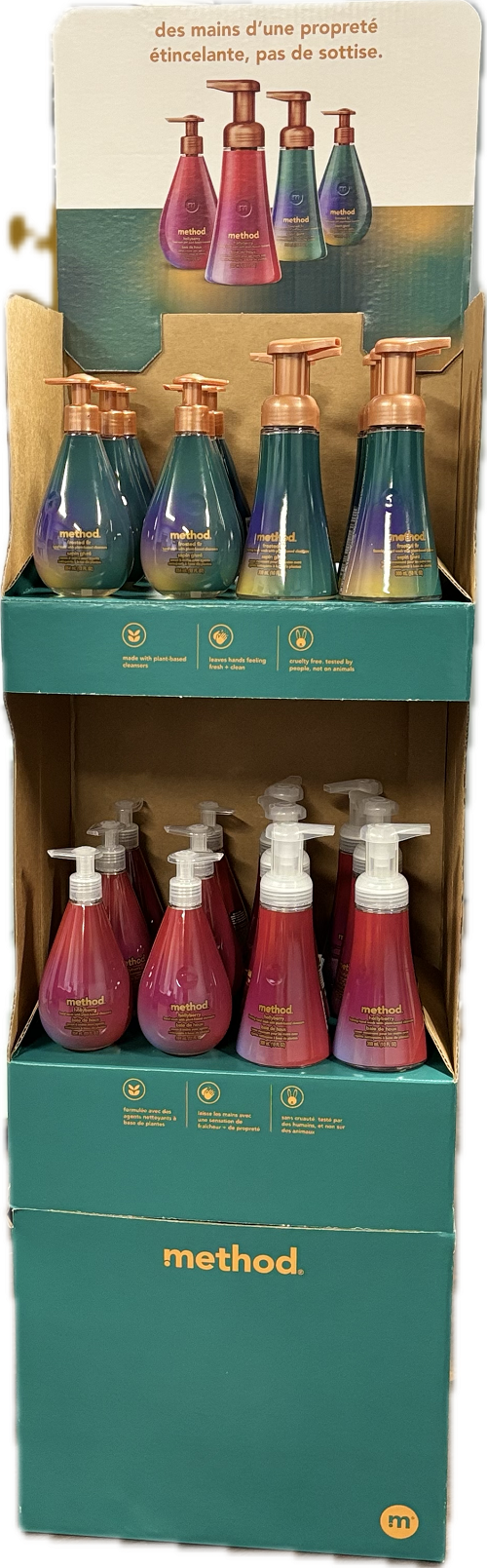 METHOD FOAMING/GEL HAND WASH ASSORTED 24CT FLOORSTAND DISPLAY  NA