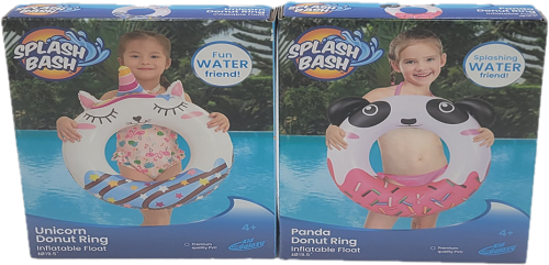 SPLASH BASH INFLATABLE FLOAT  DONUT RING ASSORTED 19.5" AGE 4+