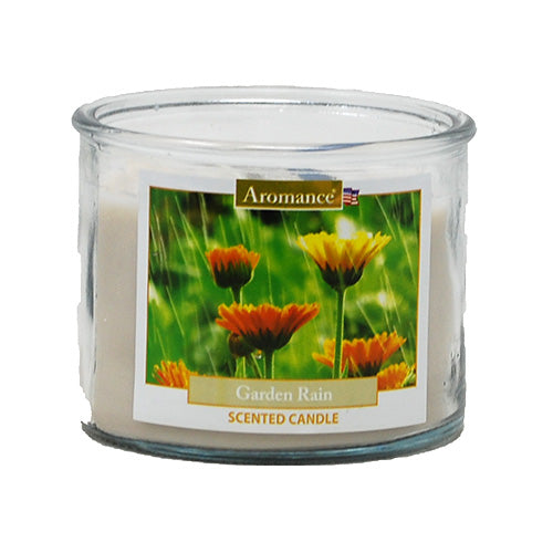 AROMANCE 3WICK GLASS CANDLE 12oz-GARDEN RAIN