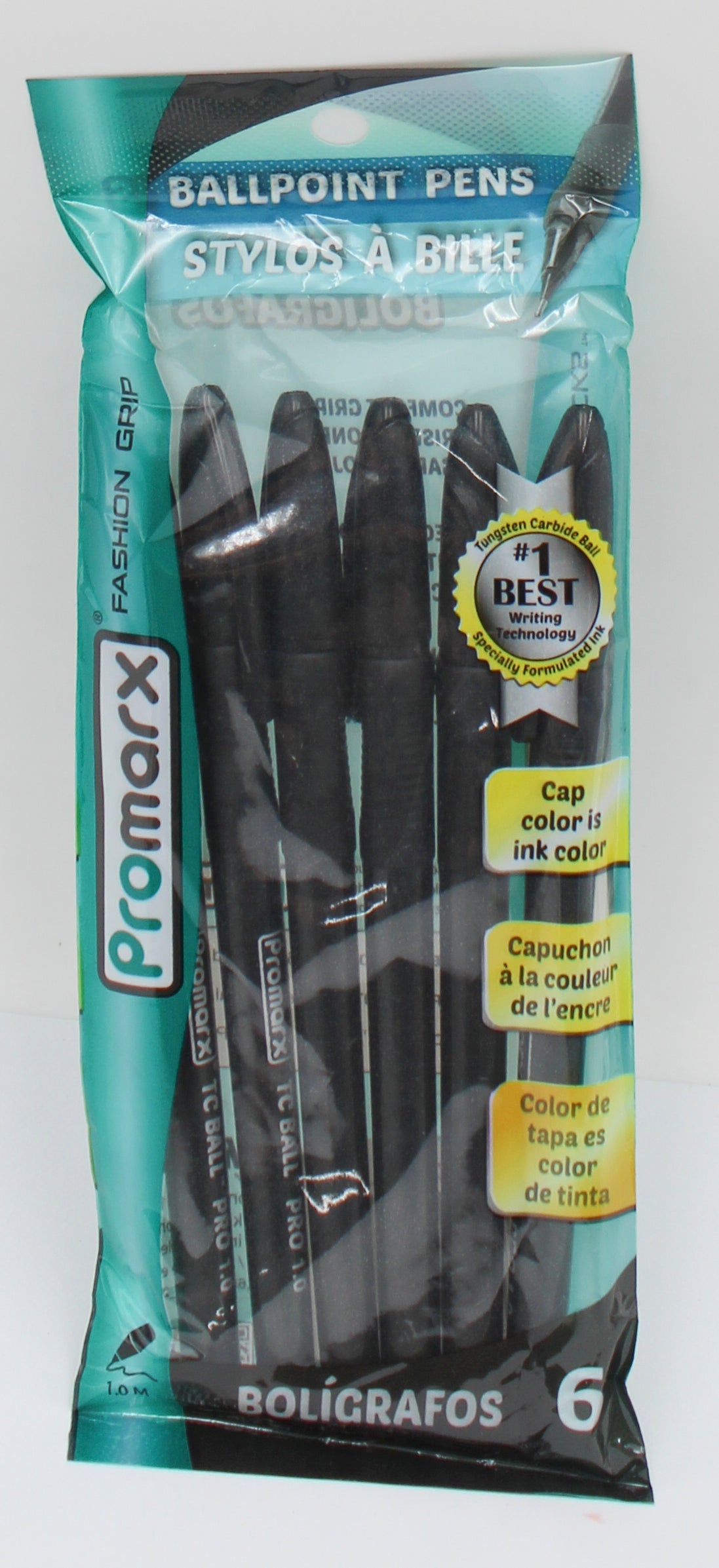PROMARX FASHION GRIP BALLPOINT PENS 1.0M 6CT