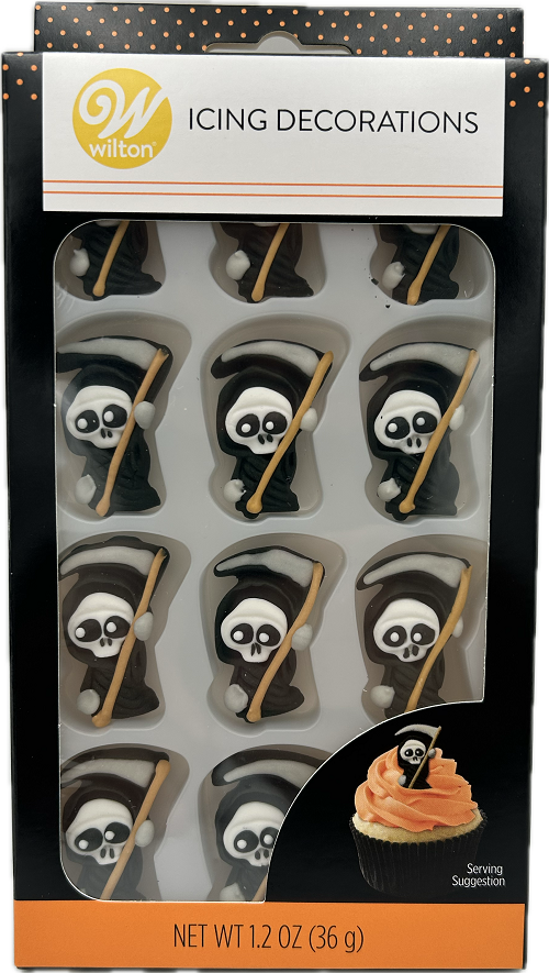 HALLOWEEN GRIM REAPER ICING DECORATION 12 CT NI