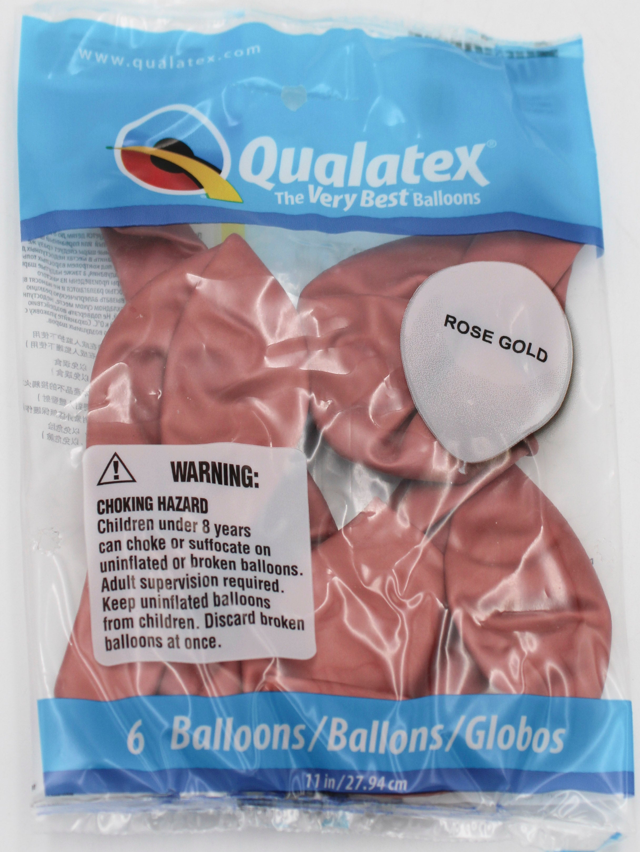 QX 11" R PARTY BALLOON 6CT ROSE GOLD