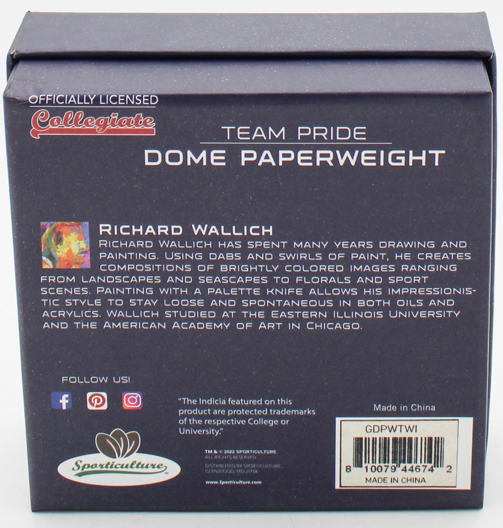 WISCONSIN BADGERS GLASS DOME PAPERWEIGHT