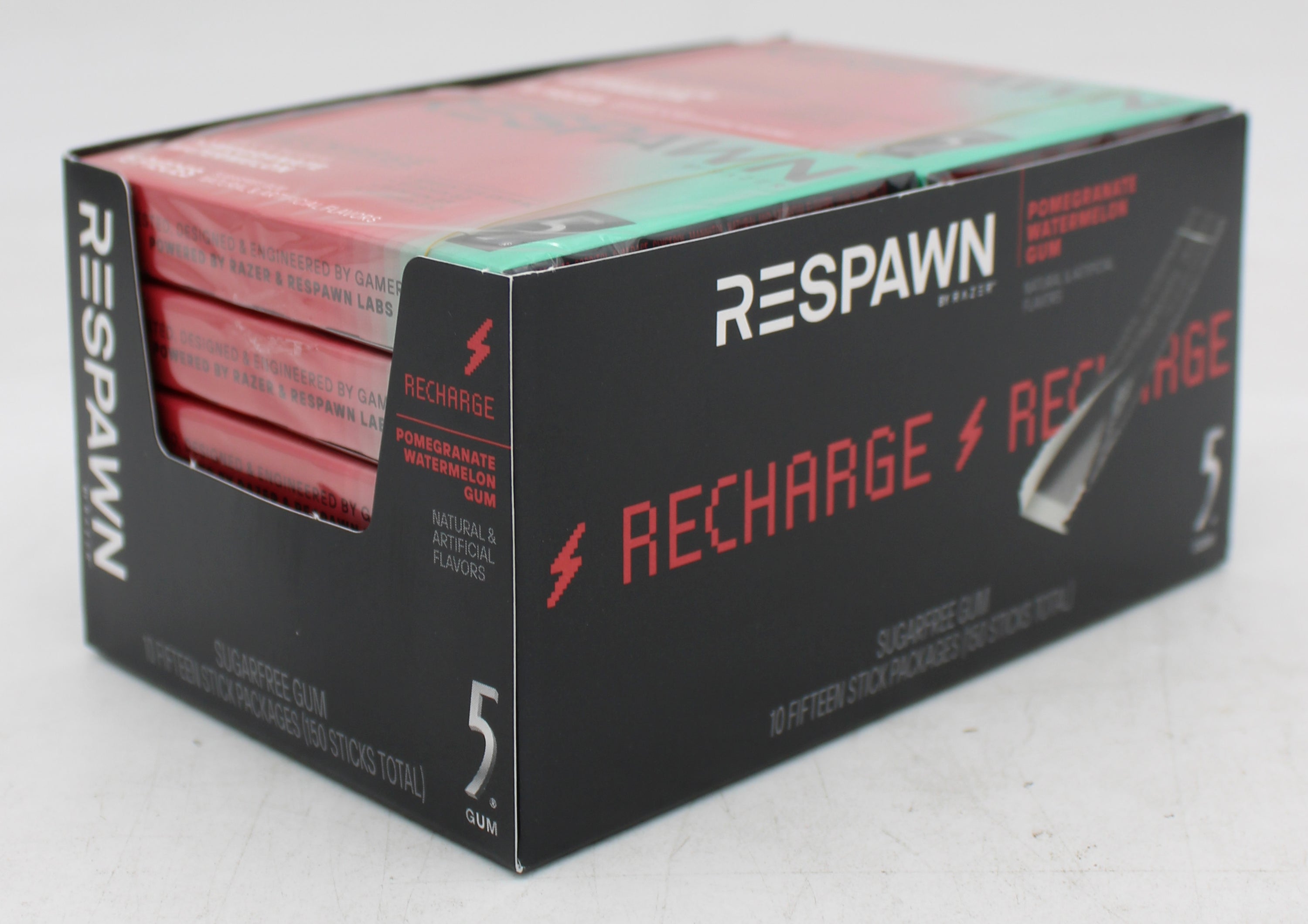 RESPAWN BY 5 GUM POMEGRANATE WATERMELON SUGAR FREE CHEWING GUM    15 STICKS BB 1/16/26