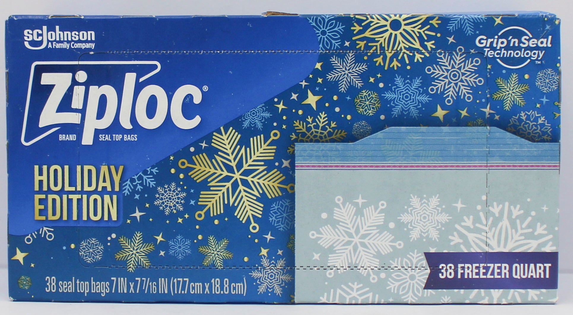 SP ZIPLOC BAG 38ct HOLIDAY FREEZER QUART