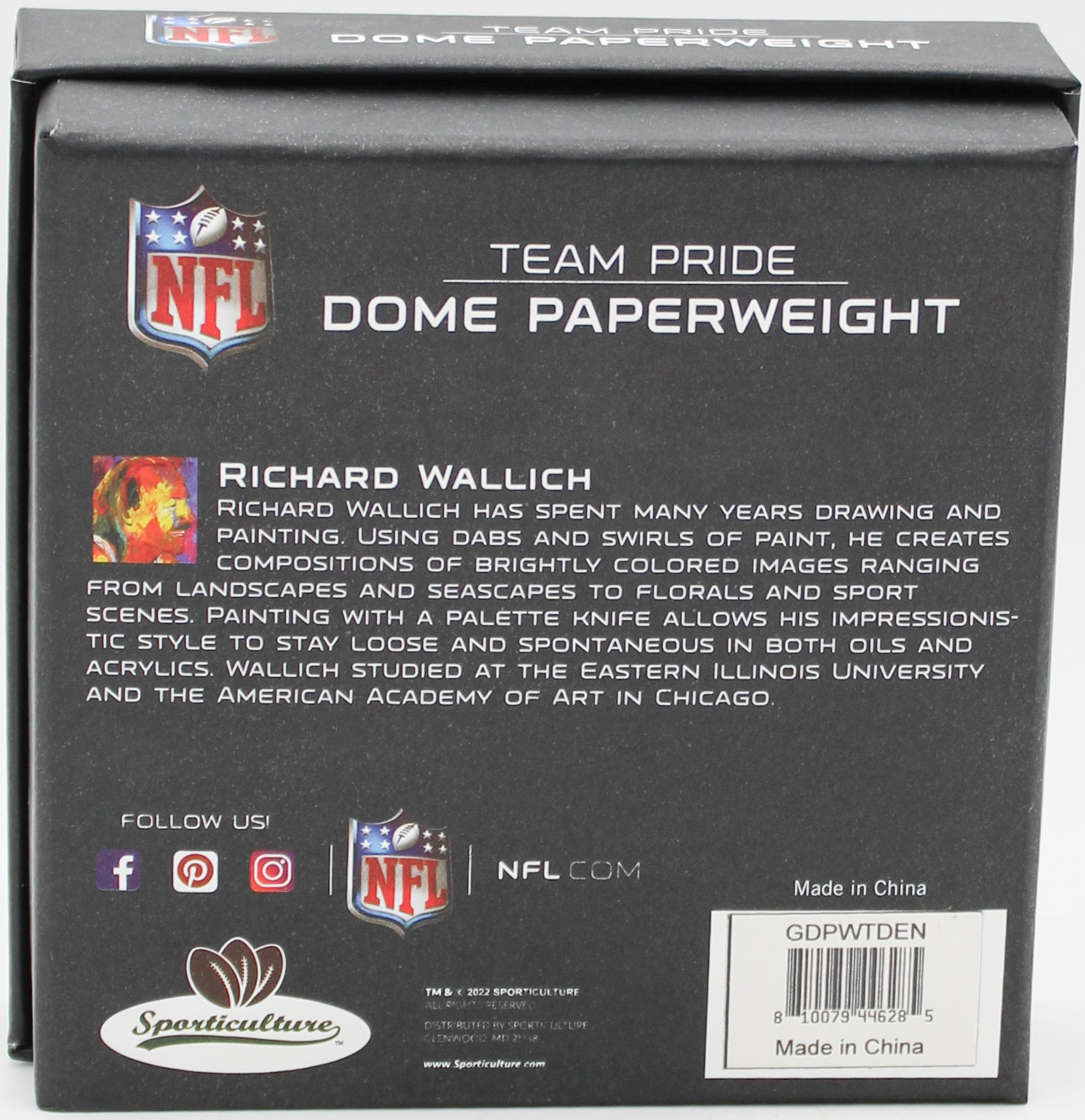 DENVER BRONCOS GLASS DOME PAPERWEIGHT 4"