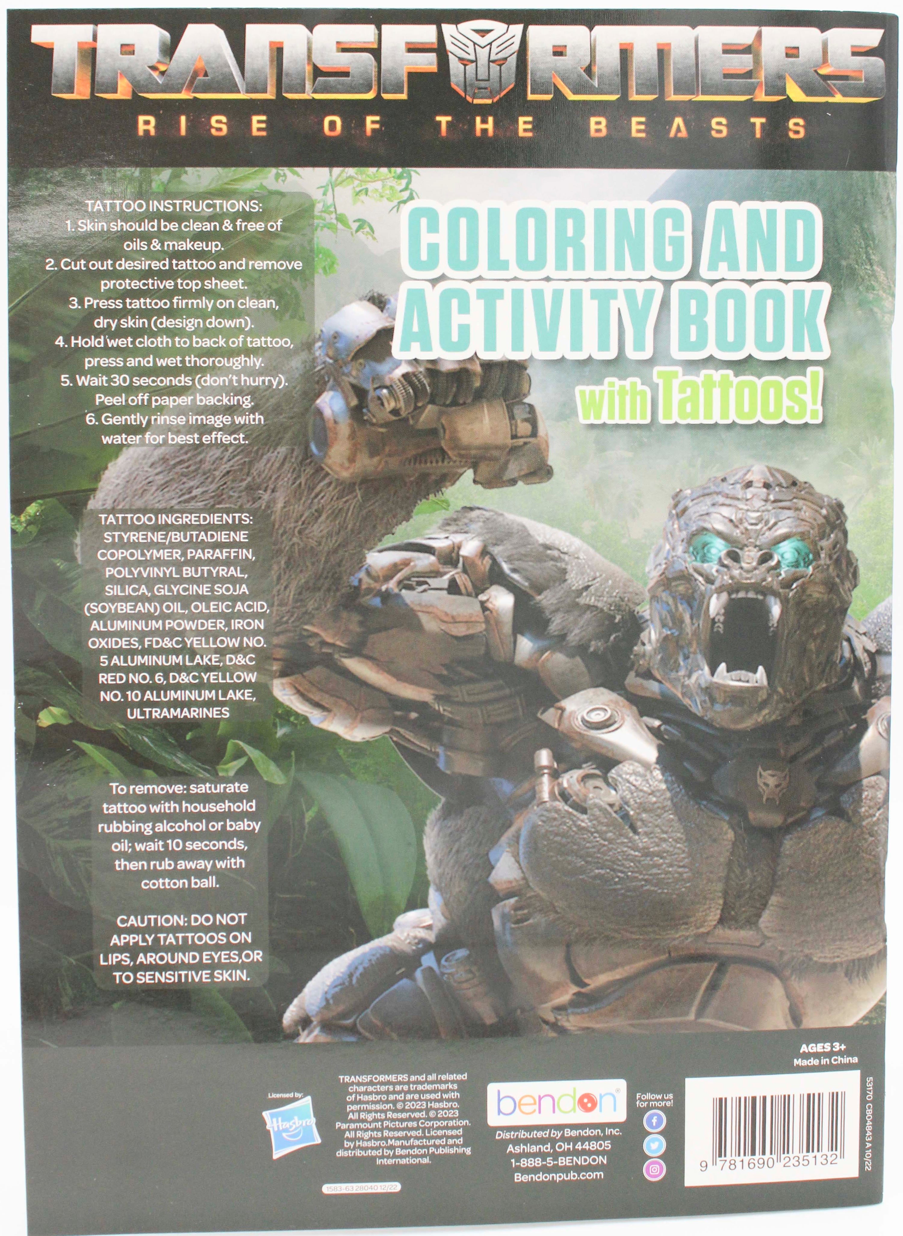 BENDON TRANSFORMERS ACTIVITY AND COLORING  BOOK W/TATTOOS PP$4.99