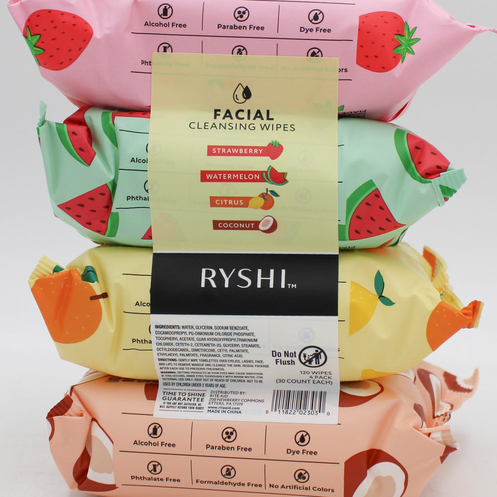 RITE AID RYSHI 30ct FACIAL CLEANSING WIPES 4PACK