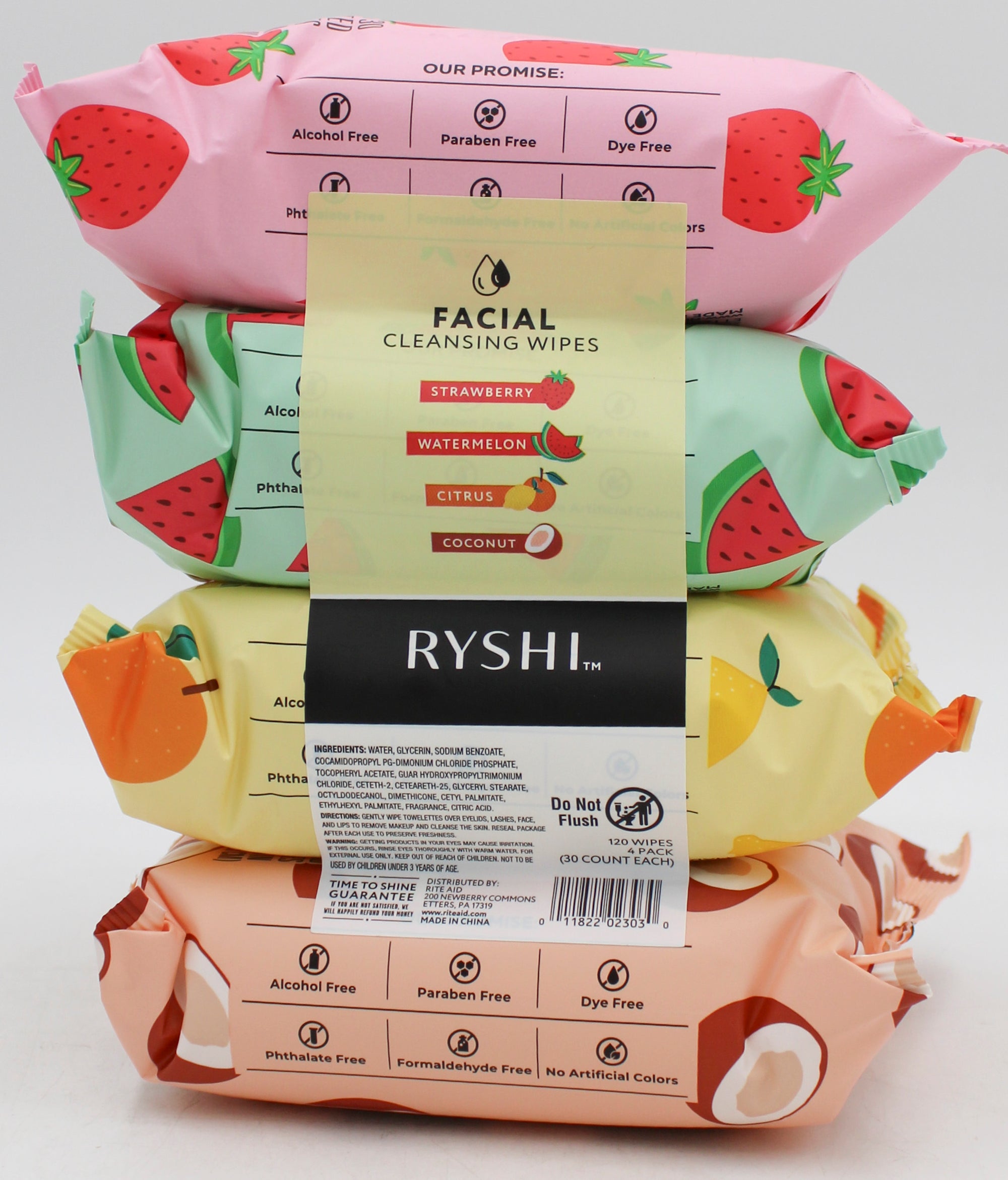 RITE AID RYSHI 30ct FACIAL CLEANSING WIPES 4PACK