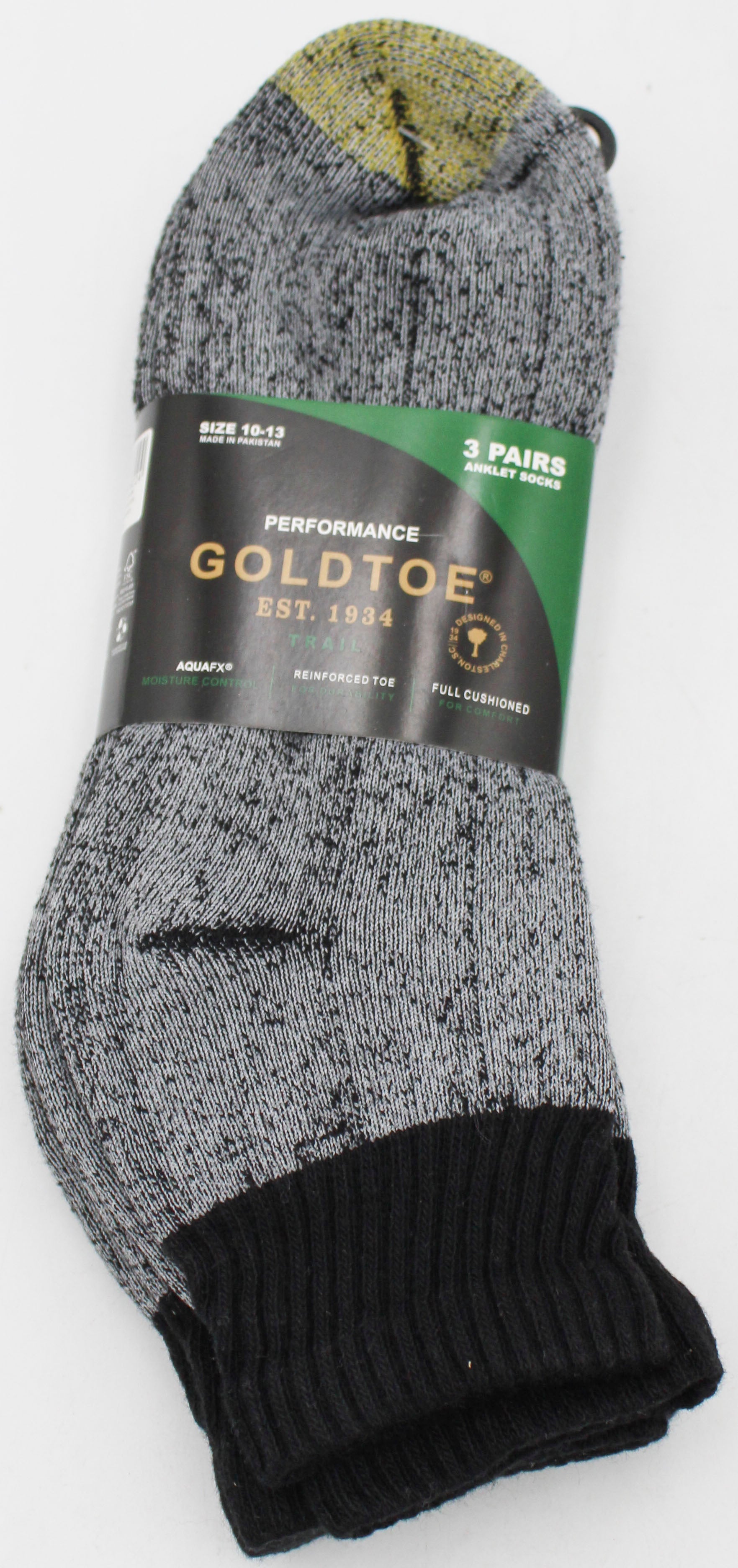 GOLDTOE 3PK MENS ANKLE SOCKS MELANCH SZ 10-13 NI