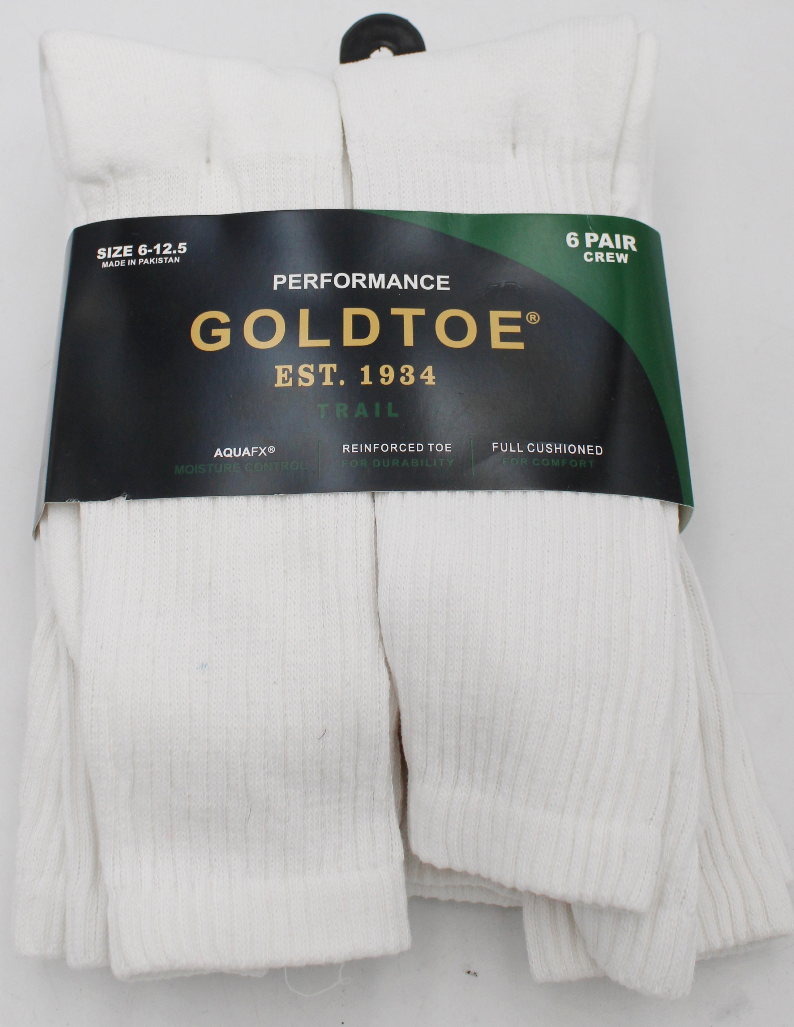 GOLDTOE 6PK CREW SOCKS WHITE PP$22.00 SZ 6-12 NI