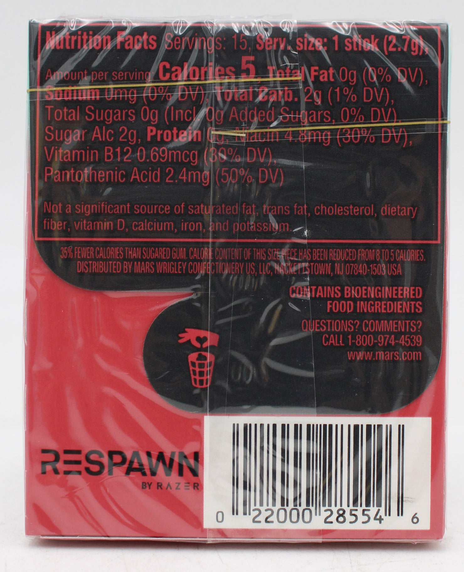 RESPAWN by 5 Gum Pomegranate Watermelon Sugar Free Chewing Gum 15 Sticks