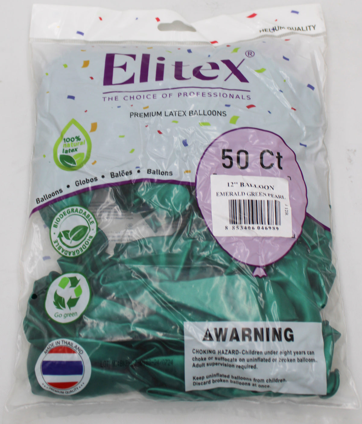ELITEX 12" EMERALD GREEN PEARL ROUND BALLOON, 50 PACK