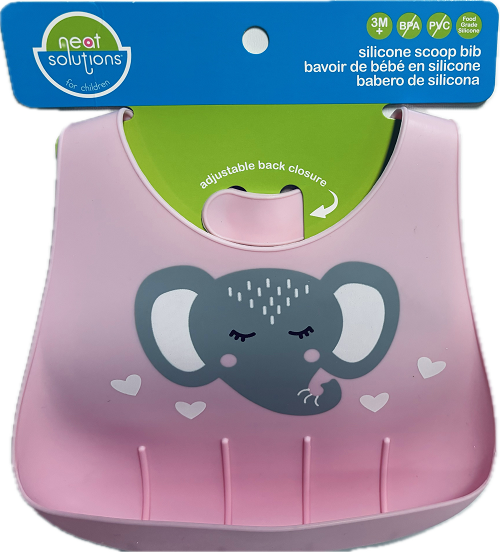 NEAT SOLUTIONS GIRL ELEPHANT SILICONE BIB PINK NI