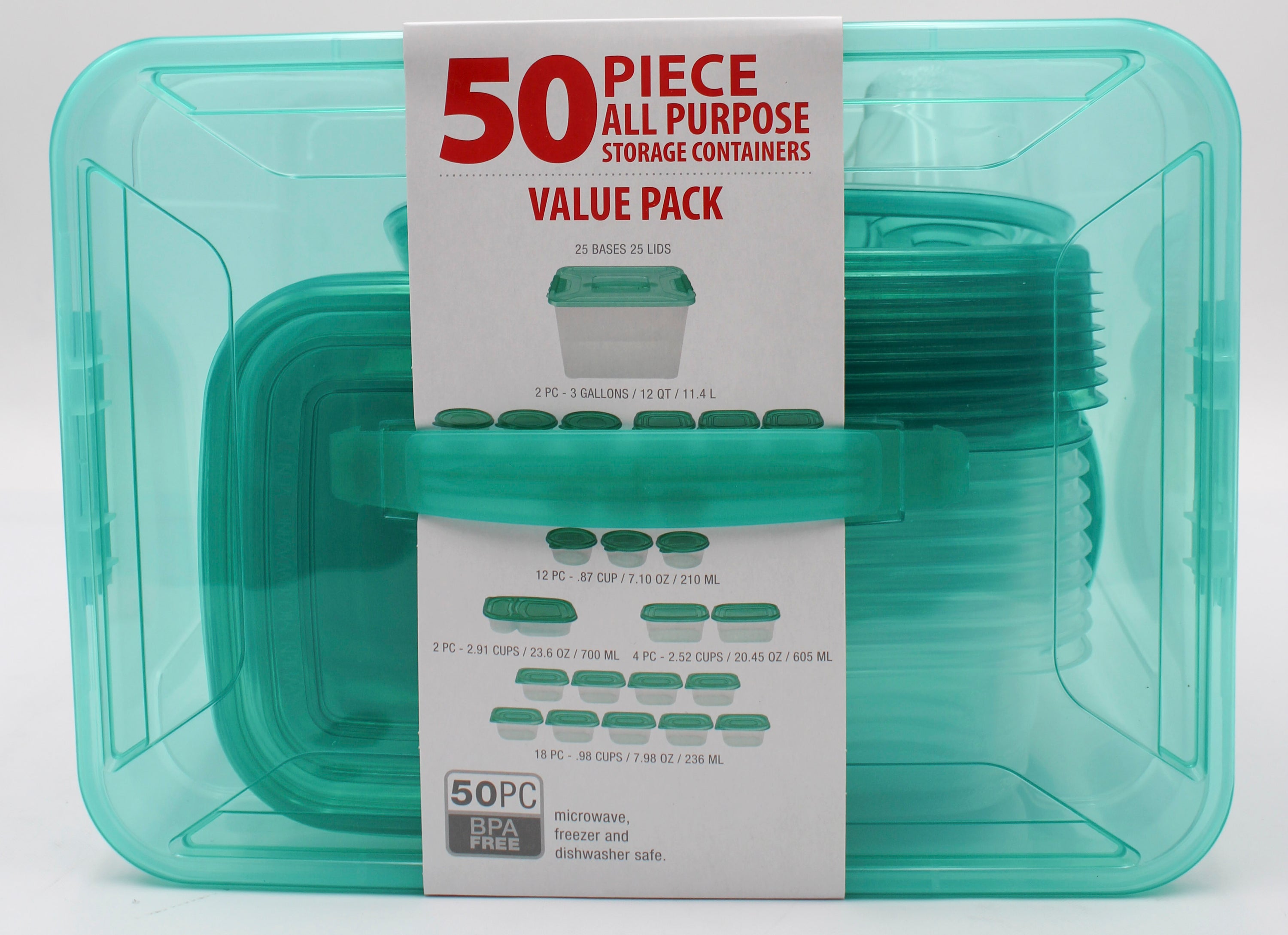 50PC ALL PURPOSE CONTAINER SET - TEAL