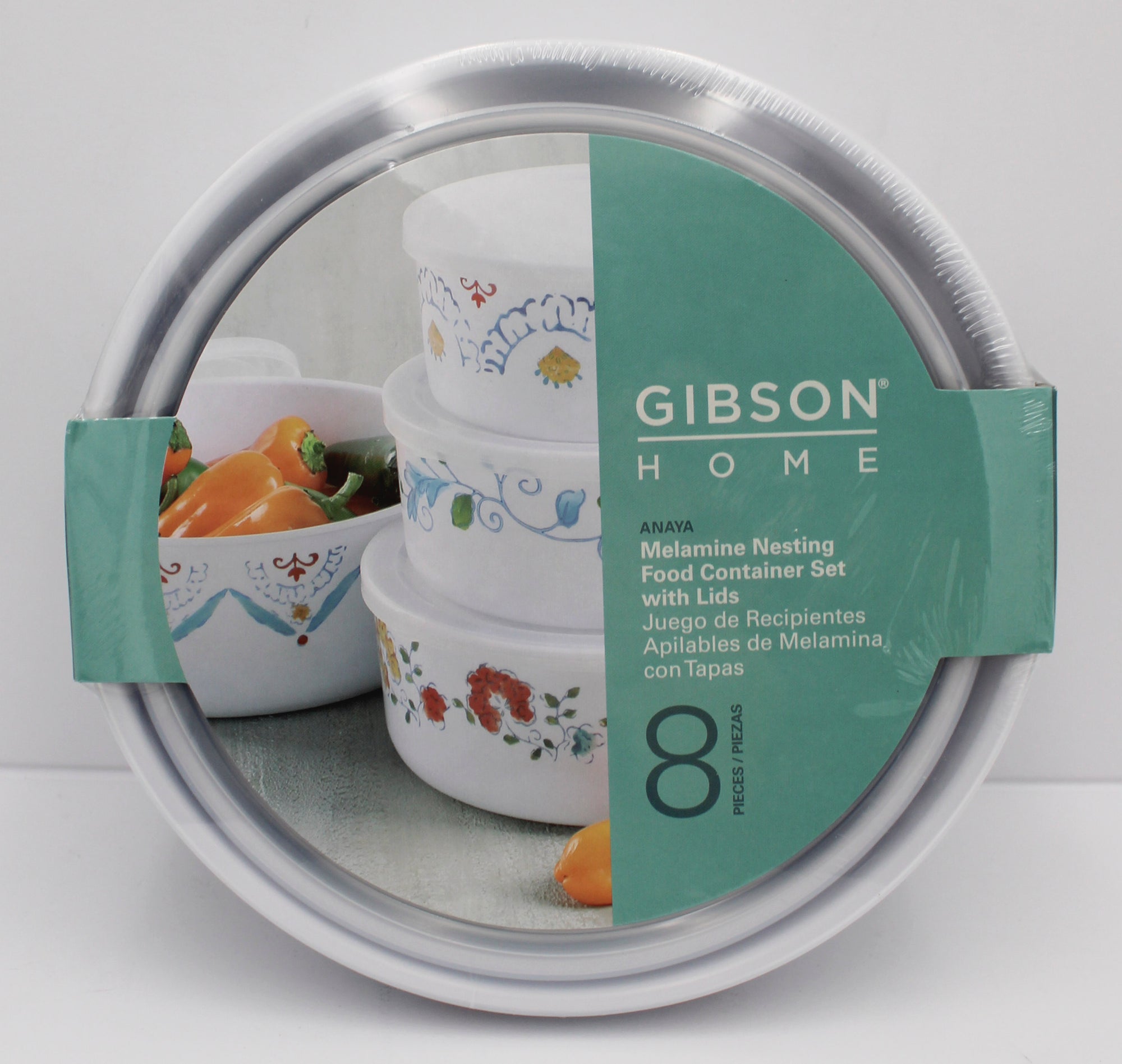 GIBSON HOME 8PC MELAMINE NESTING FOOD STORAGE SET NI