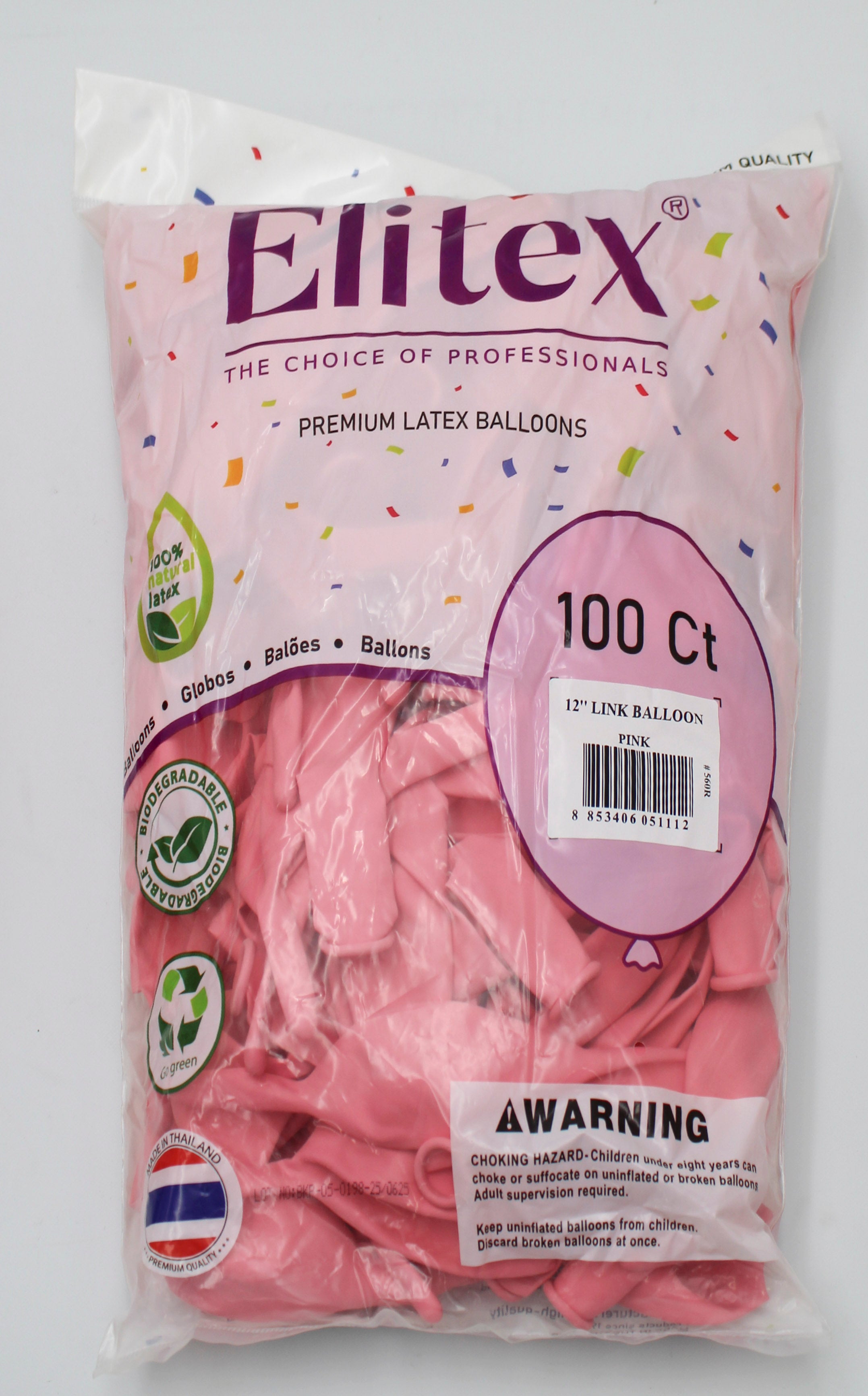 ELITEX 12" PINK LINK BALLOON, 100 PACK