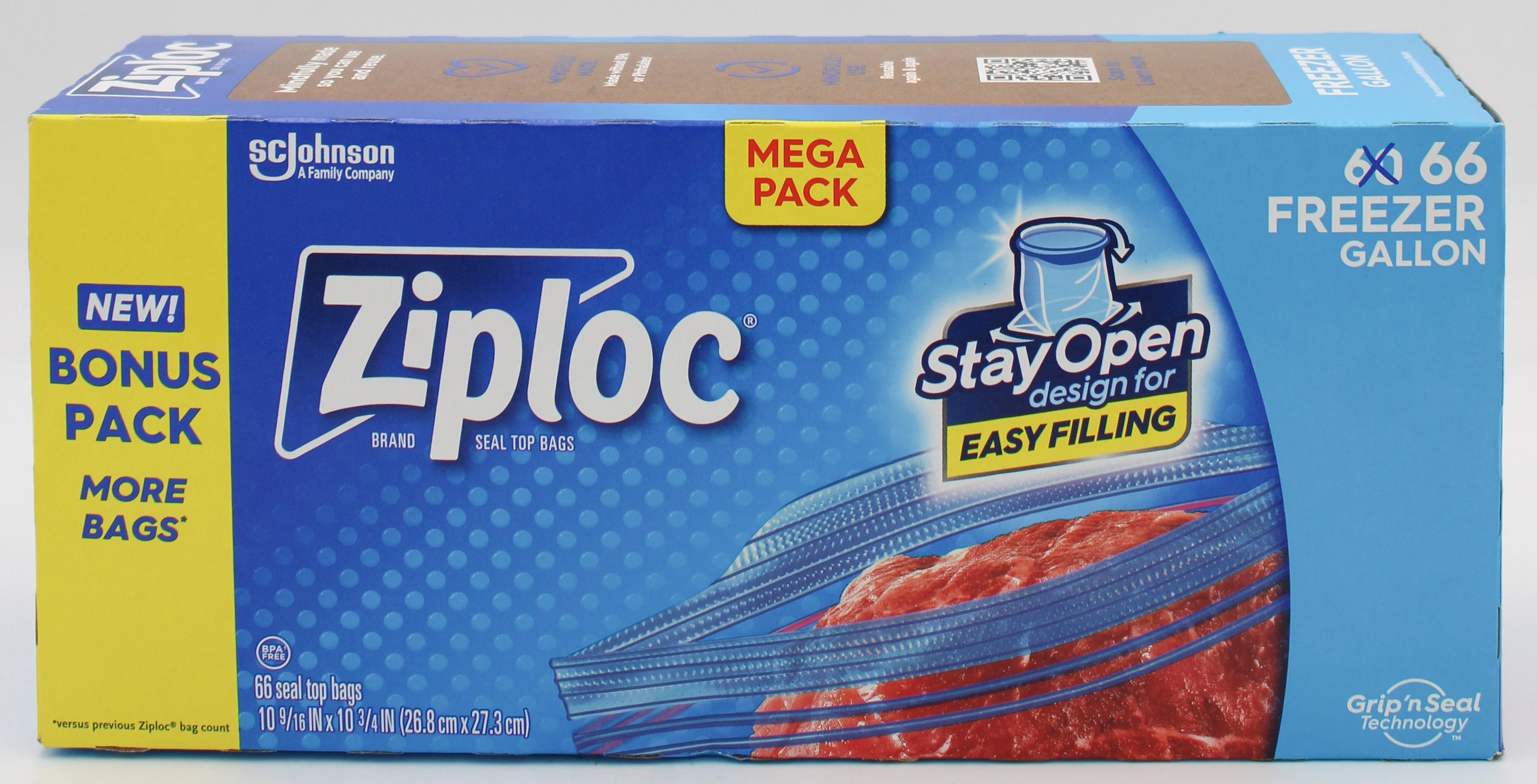 SP ZIPLOC BAG FREEZER 66CT GALLON (IMPERFECT)