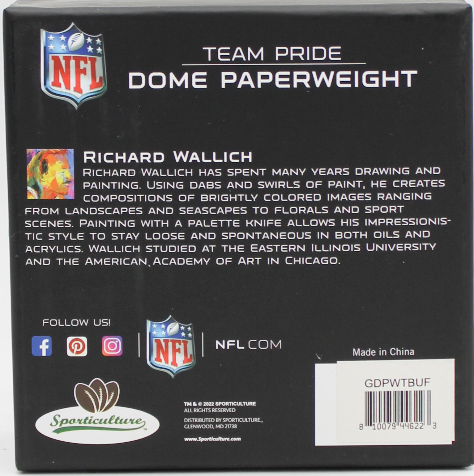 BUFFALO BILLS GLASS DOME PAPERWEIGHT 4"