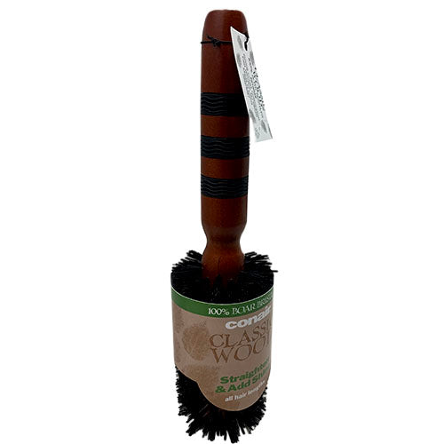 ROUND HAIRBRSH-MED/CLASSIC WOOD/NI