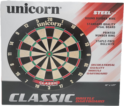 UNICORN CLASSIC BRISTLE ROUND DARTBOARD 18"x1.25"