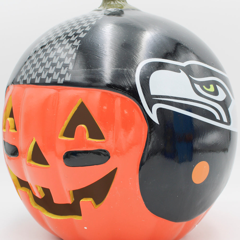 SEATTLE SEAHAWKS CERAMIC PUMPKIN HELMET 10"