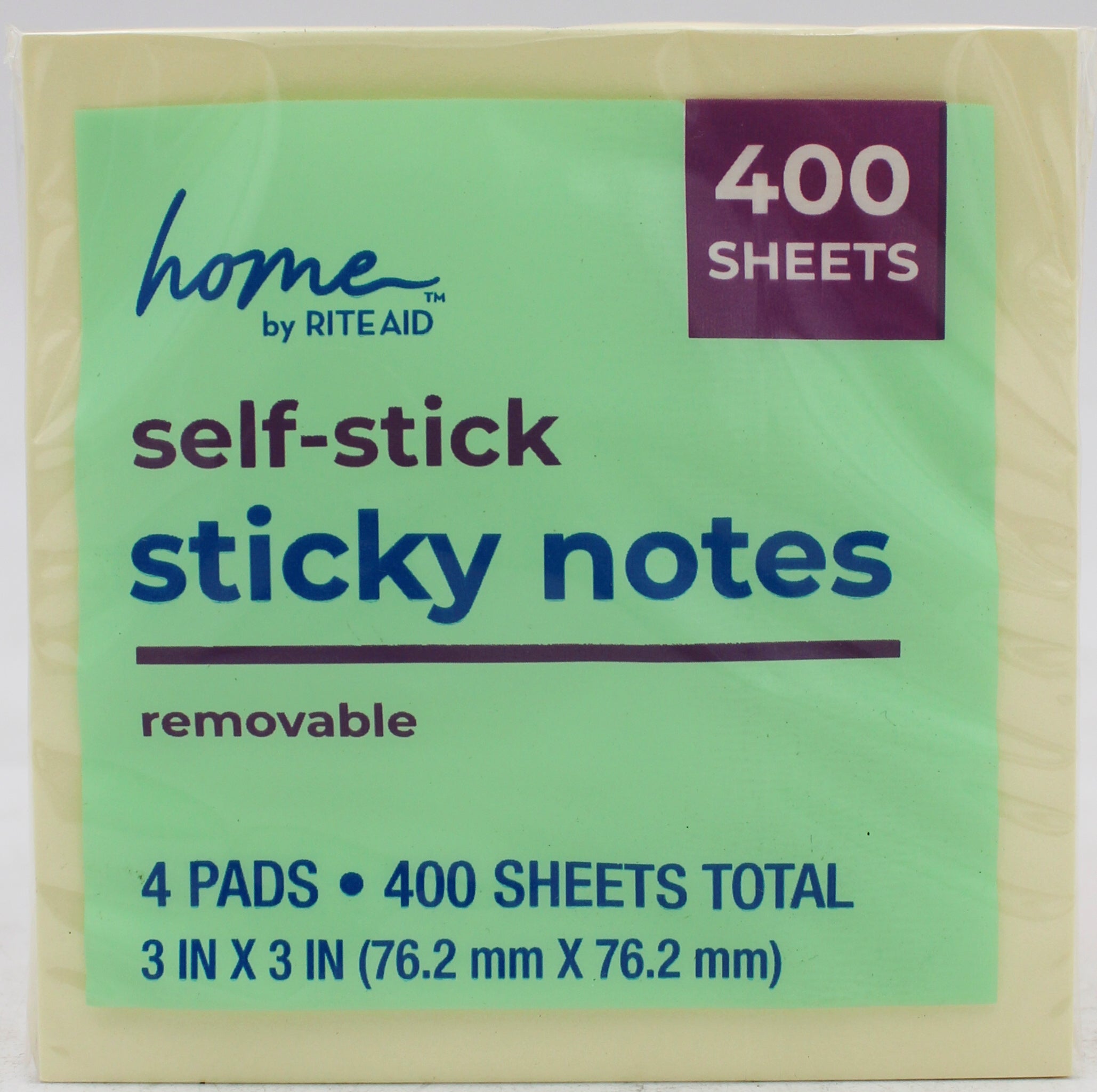 RITE AID HOME YELLOW STICKY NOTES 3X3/ 400 SHEETS