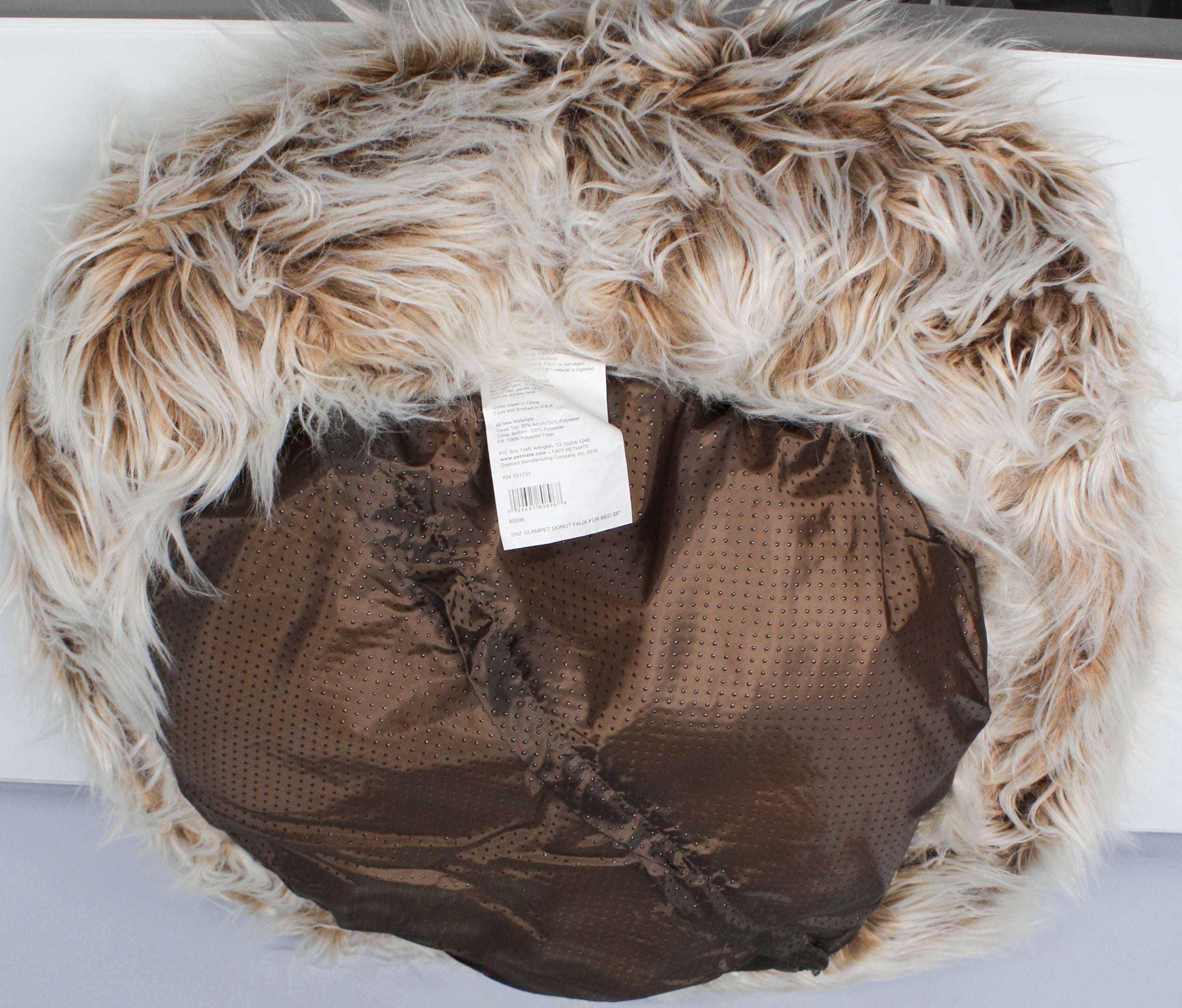 SNOOZZY GLAM PET DONUT FAUX FUR PET BED 26"