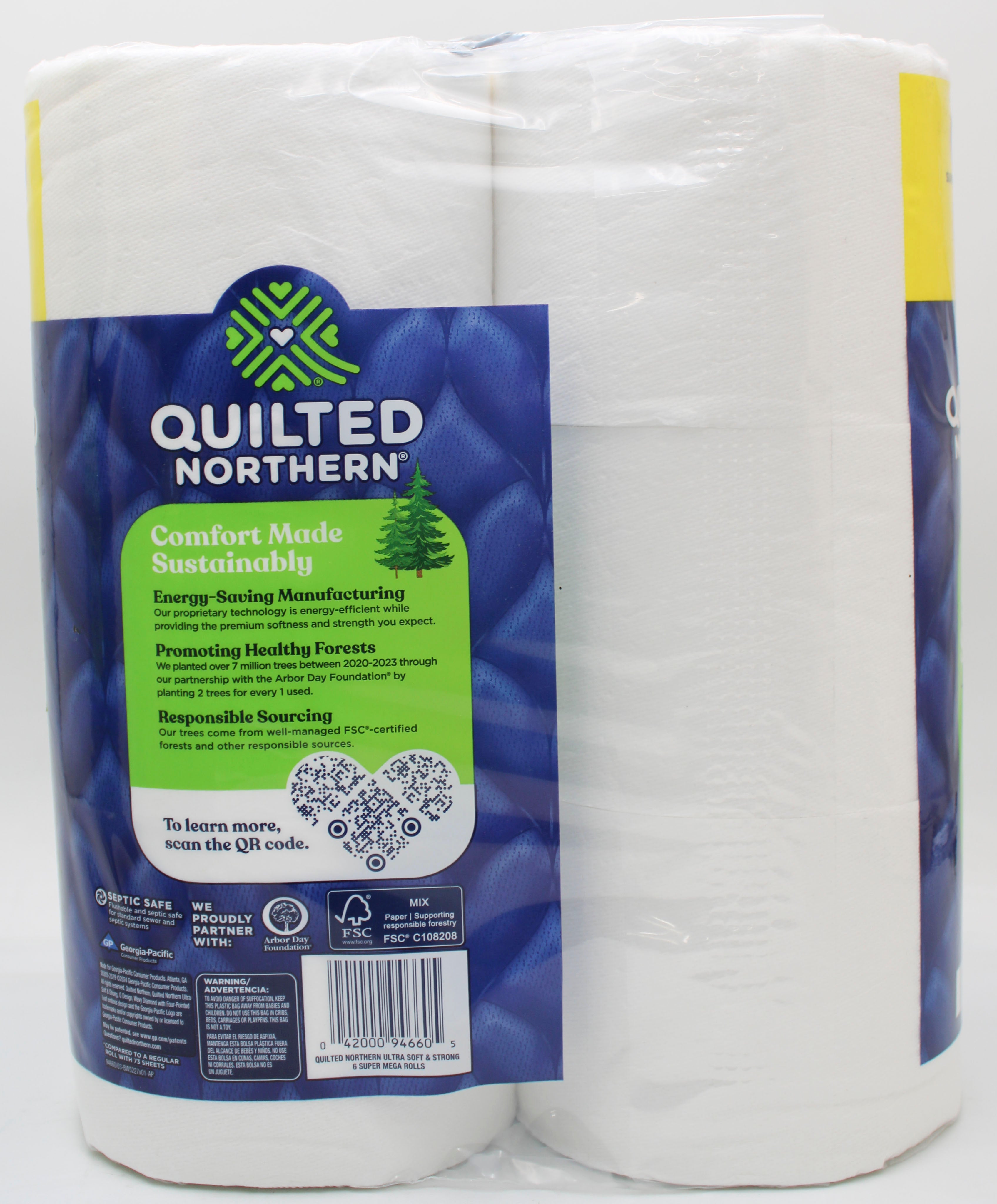 6 SUPER MEGA ROLL ULTRA SOFT AND STRONG QUILTED NORTHERN TOILET PAPER