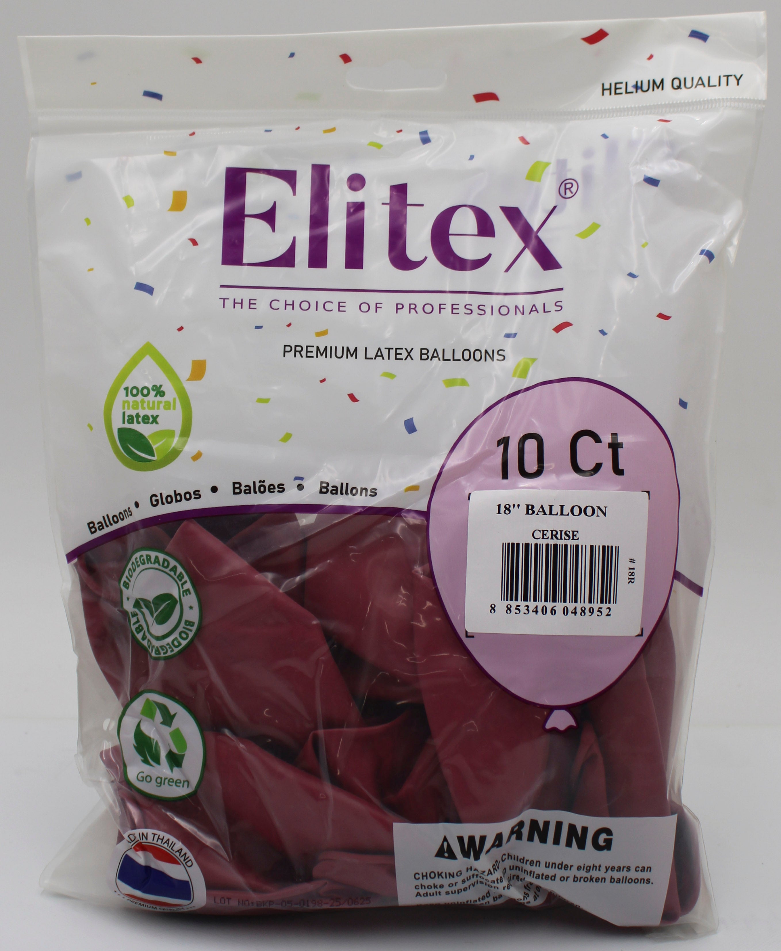 ELITEX 18" PASTEL CERISE ROUND BALLOON, 10 PACK