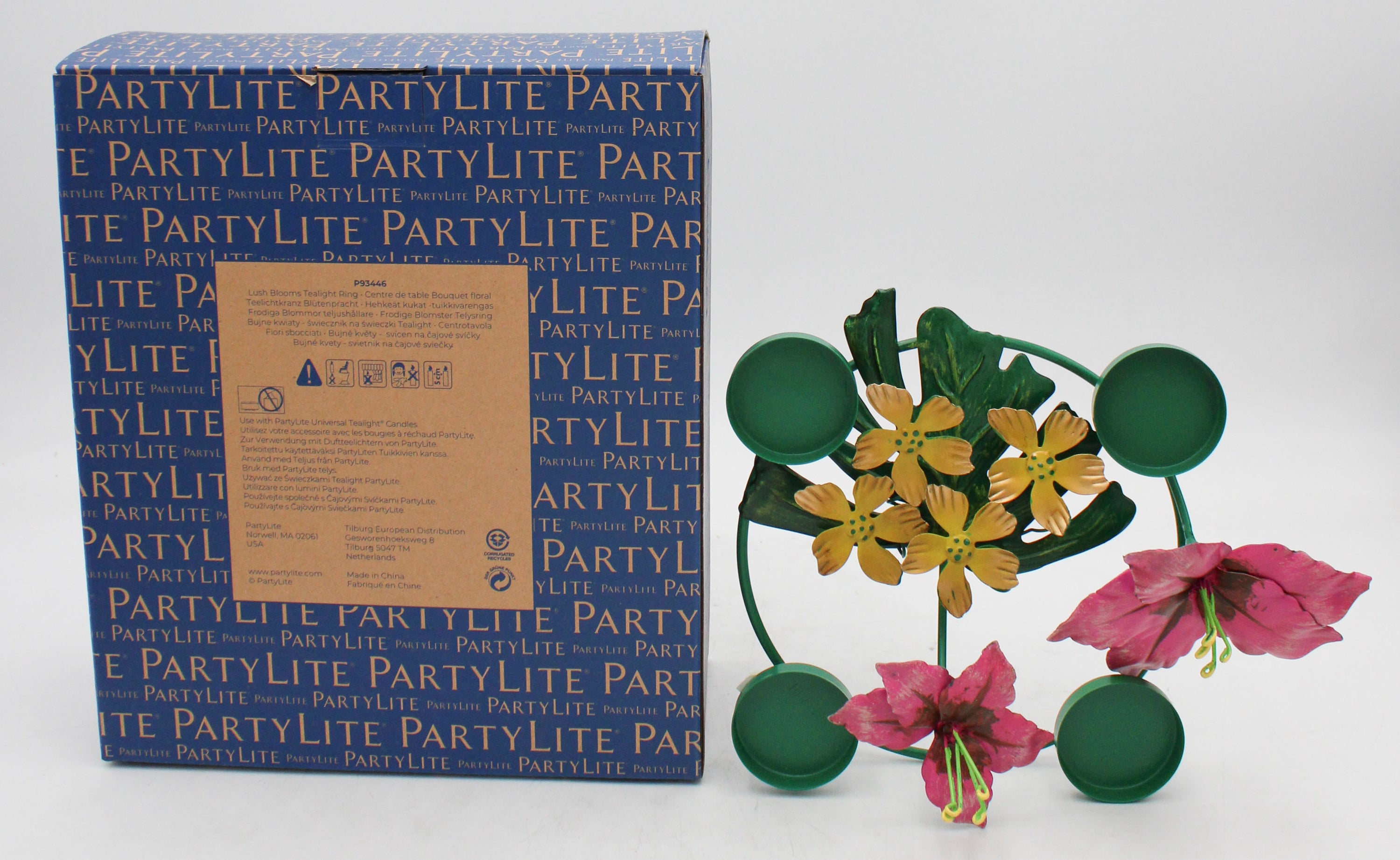 PARTYLITE LUSH BLOOMS TEALIGHT RING 9"